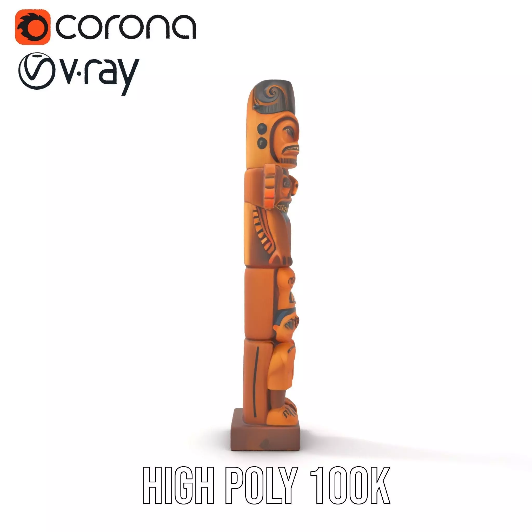 Wooden Totem Sculpture model pack Low-poly 3D model_26