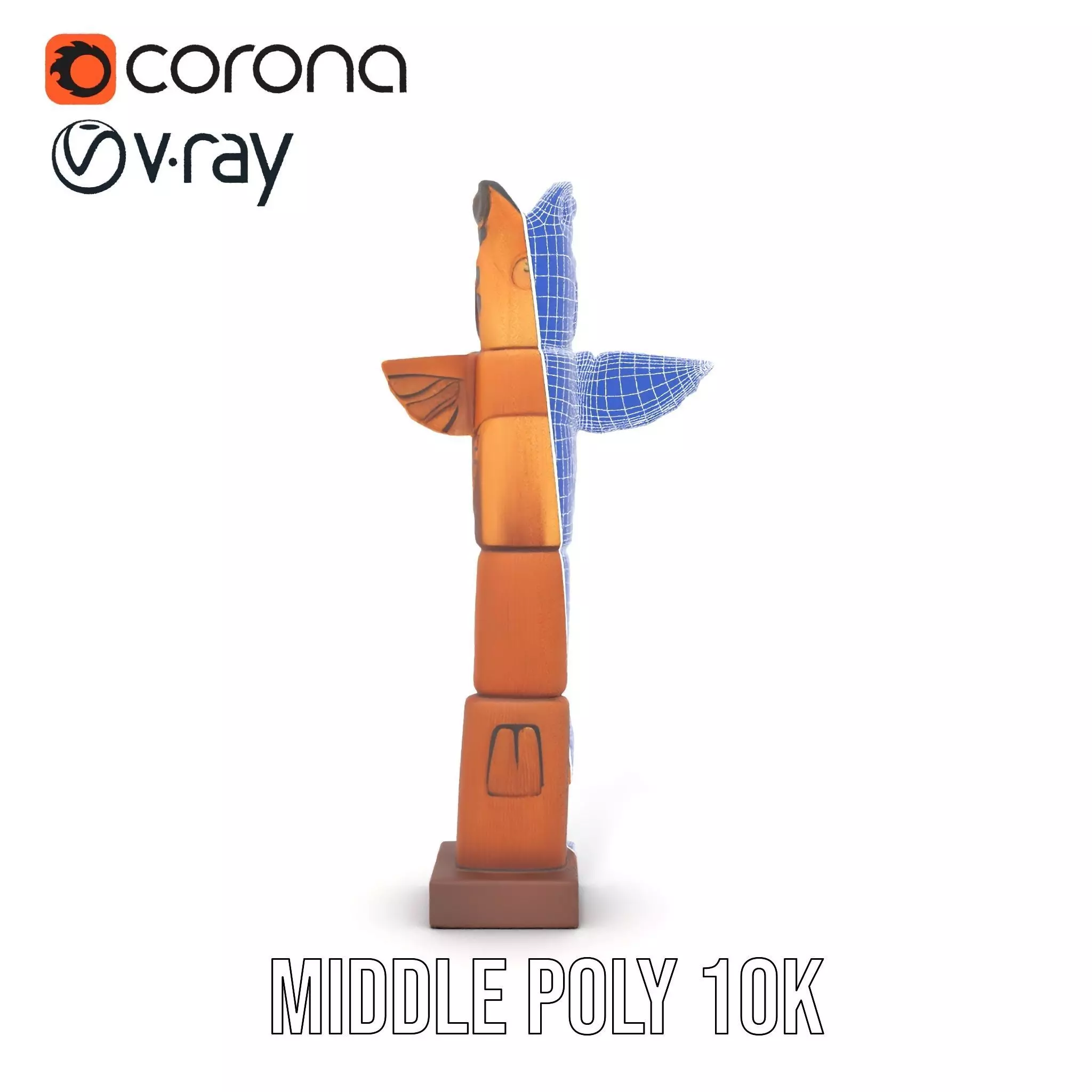Wooden Totem Sculpture model pack Low-poly 3D model_30