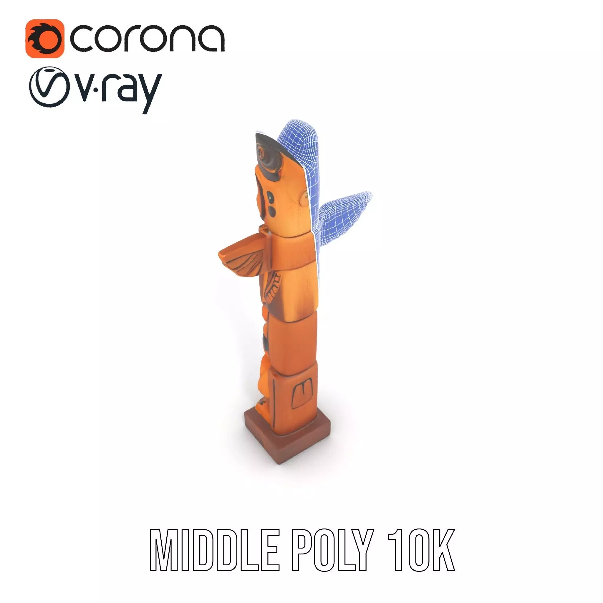Wooden Totem Sculpture model pack Low-poly 3D model_14