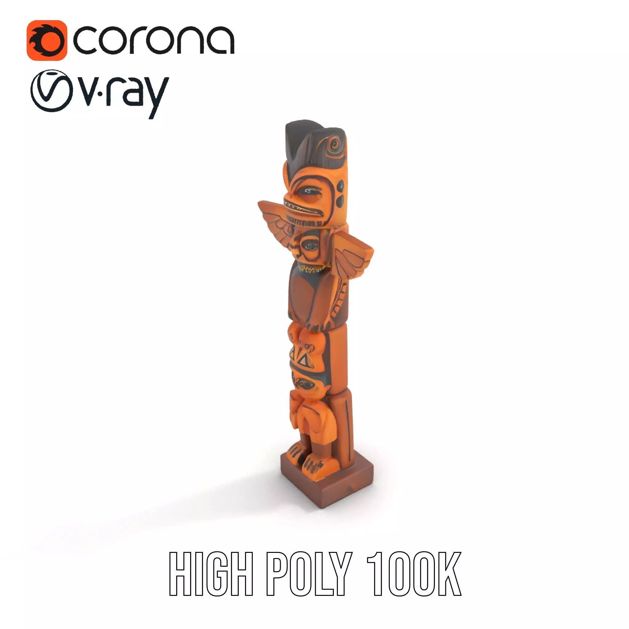 Wooden Totem Sculpture model pack Low-poly 3D model_16