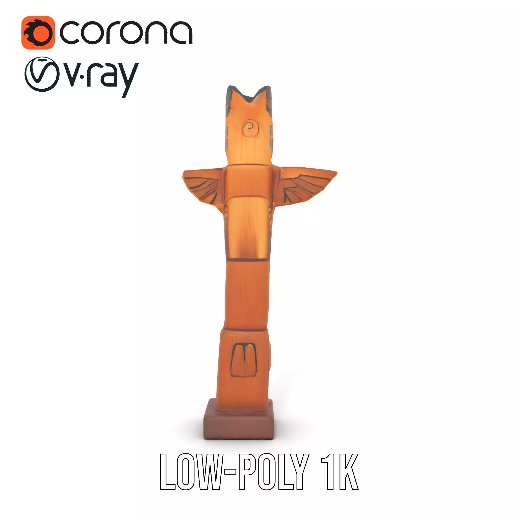 Wooden Totem Sculpture model pack Low-poly 3D model_28