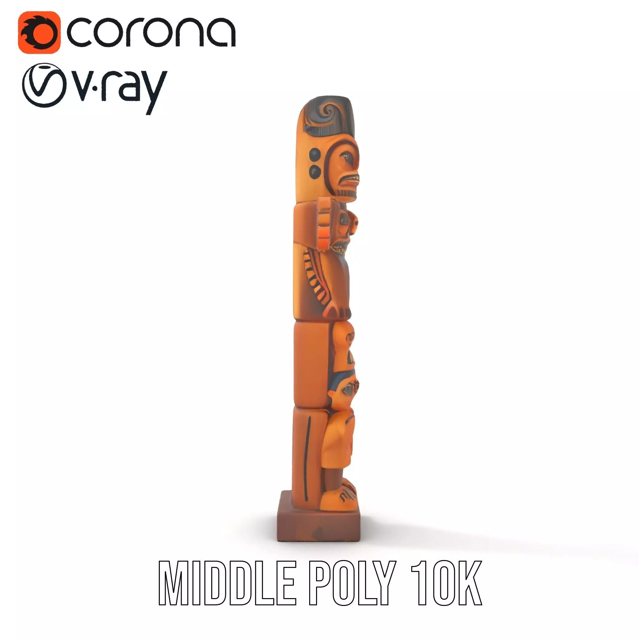Wooden Totem Sculpture model pack Low-poly 3D model_19