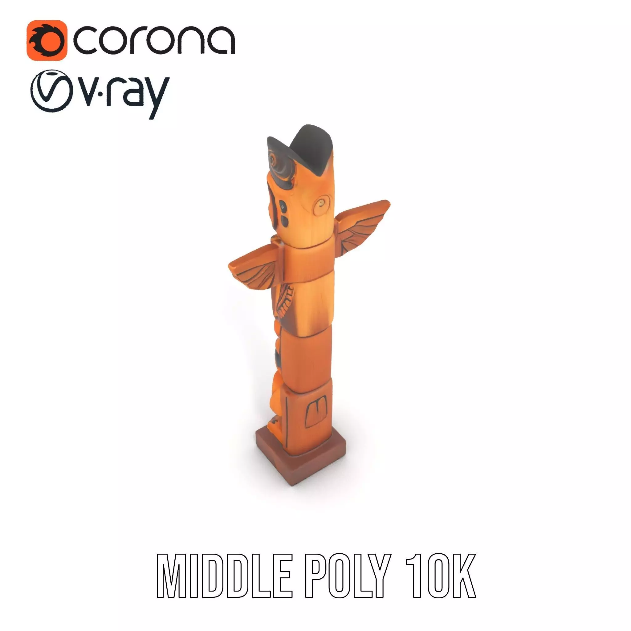 Wooden Totem Sculpture model pack Low-poly 3D model_11
