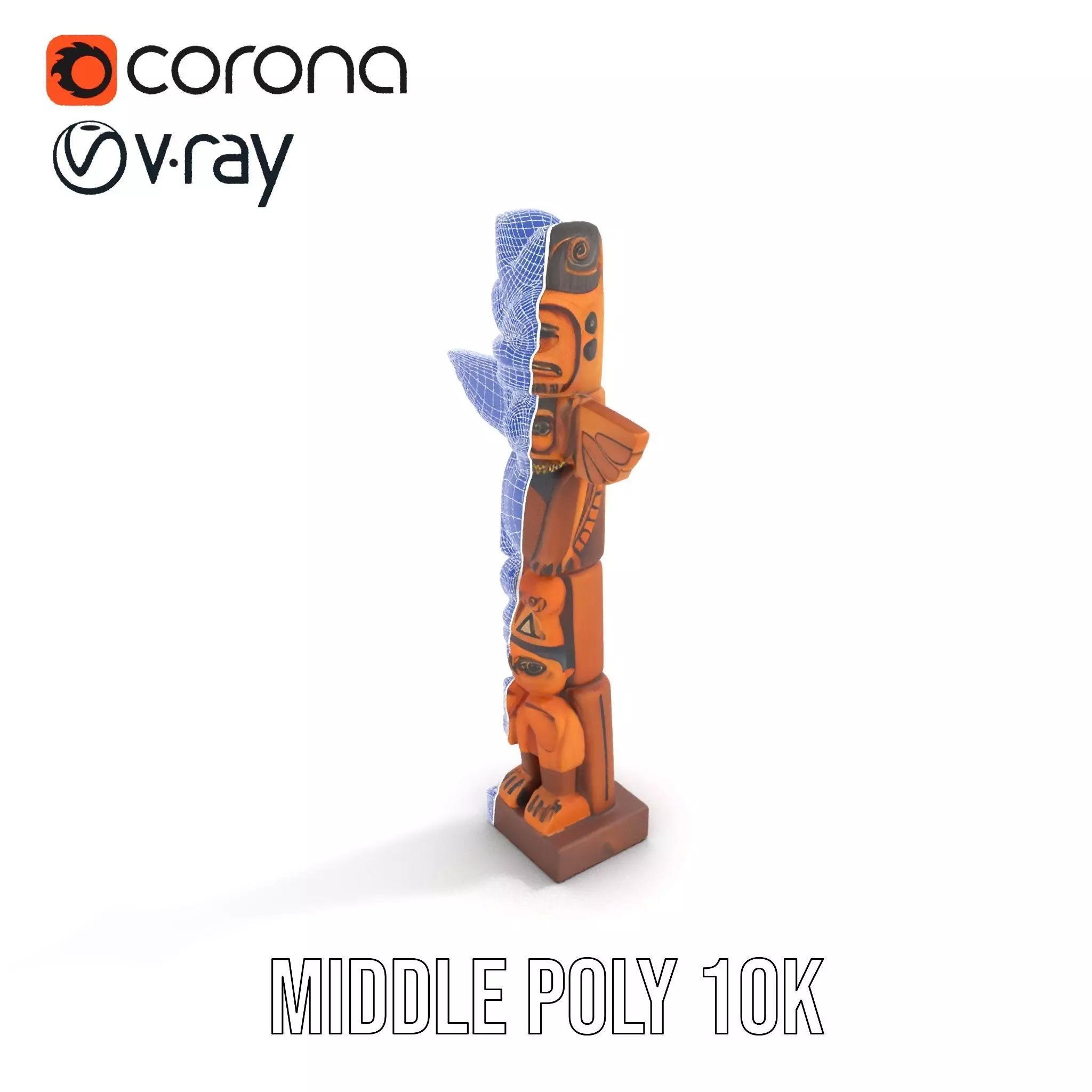 Wooden Totem Sculpture model pack Low-poly 3D model_17