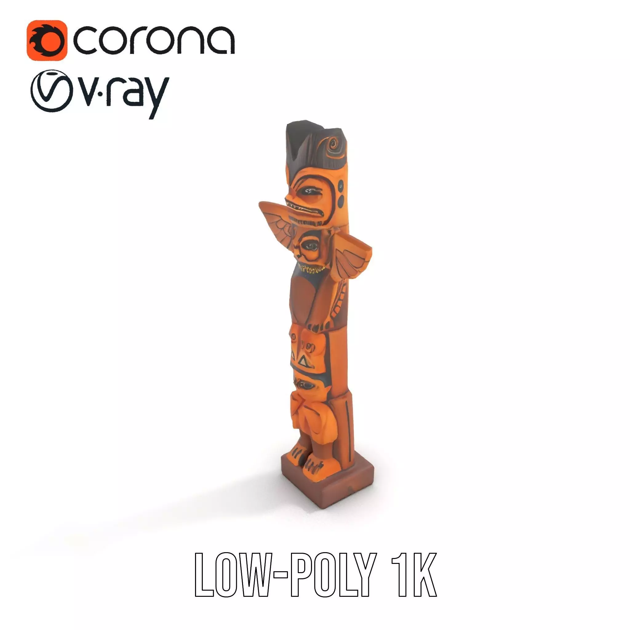 Wooden Totem Sculpture model pack Low-poly 3D model_22