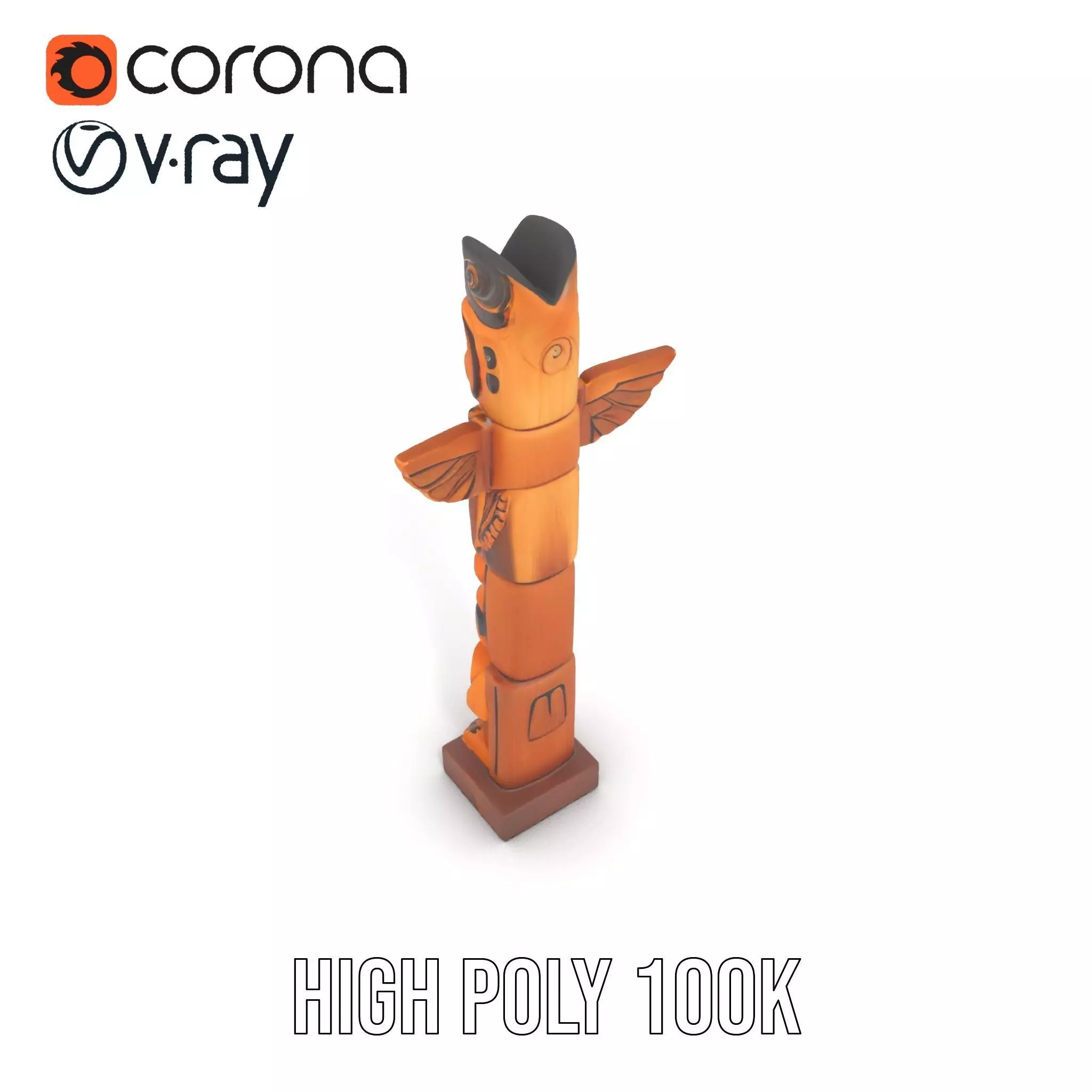 Wooden Totem Sculpture model pack Low-poly 3D model_13