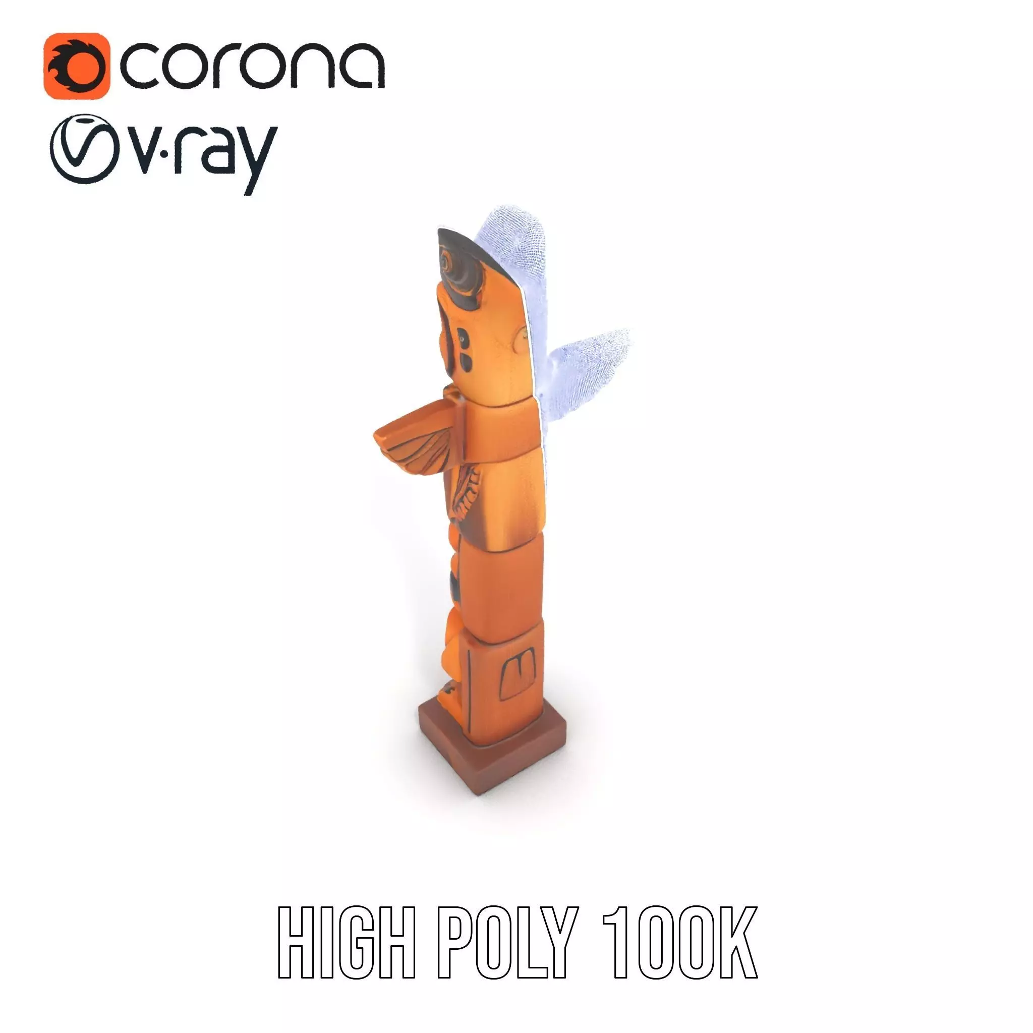 Wooden Totem Sculpture model pack Low-poly 3D model_32