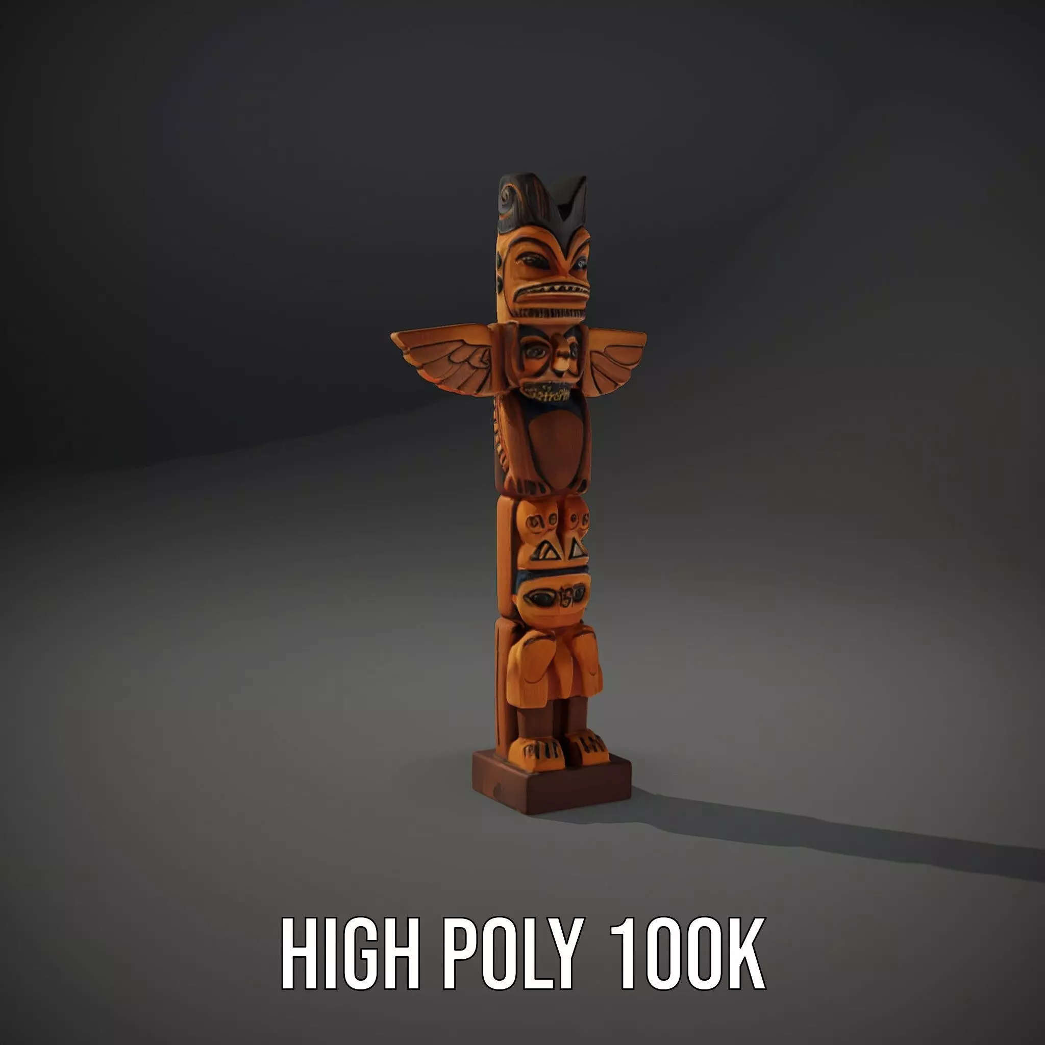 Wooden Totem Sculpture model pack Low-poly 3D model_8