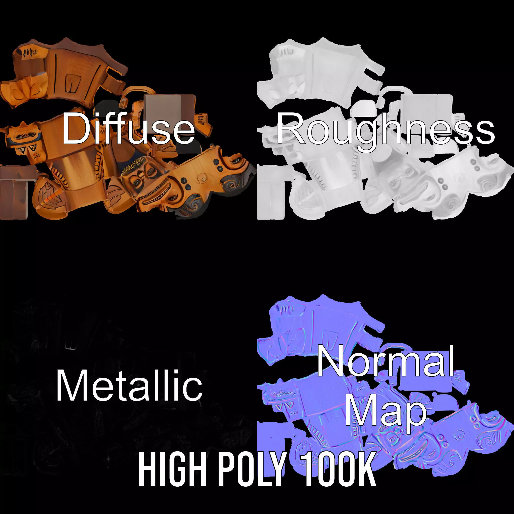 Wooden Totem Sculpture model pack Low-poly 3D model_3