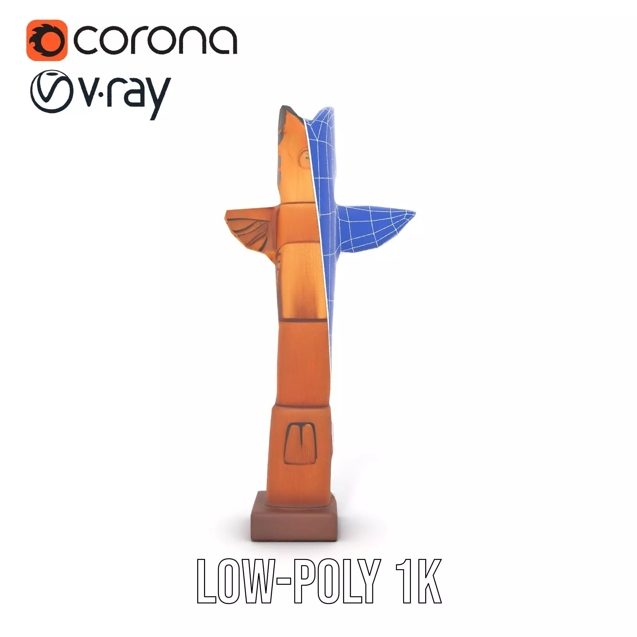 Wooden Totem Sculpture model pack Low-poly 3D model_9