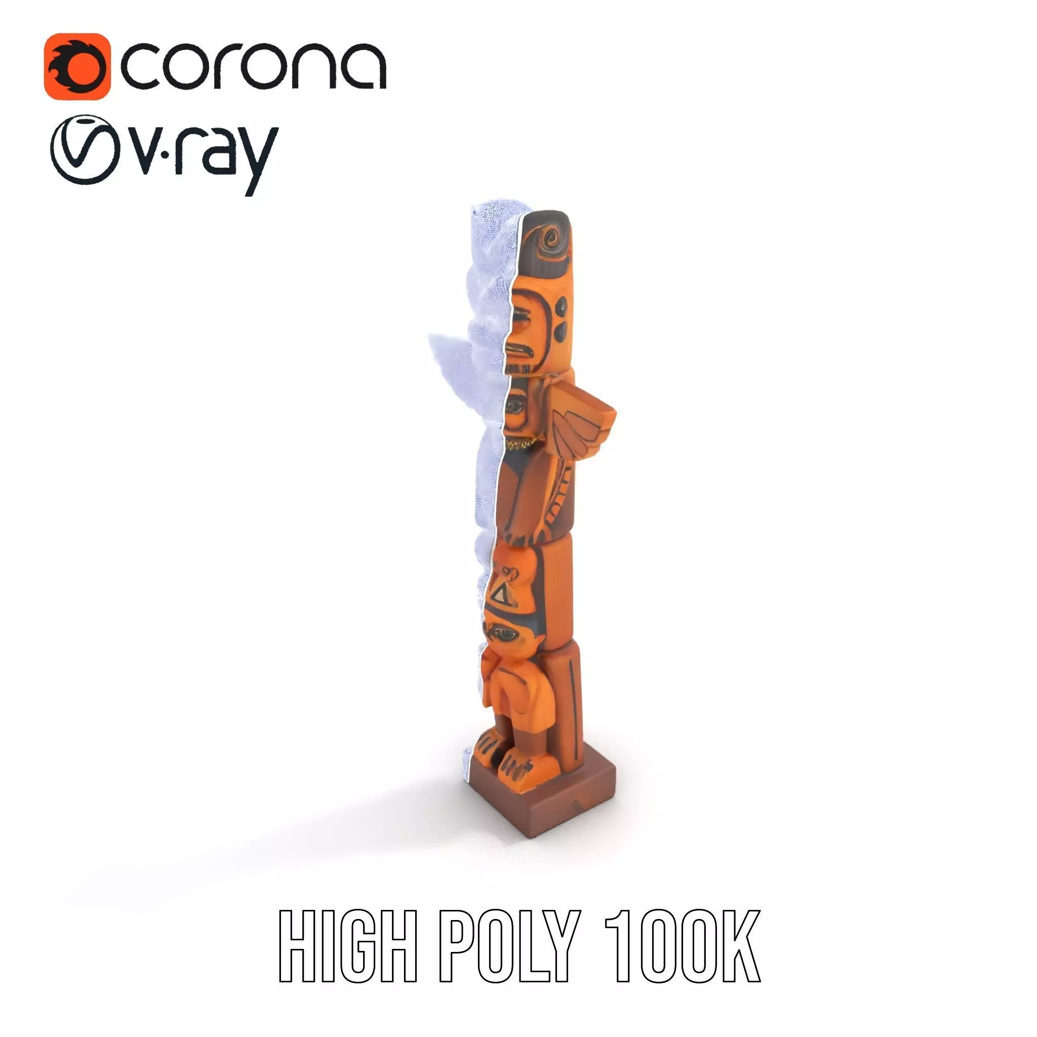 Wooden Totem Sculpture model pack Low-poly 3D model_34