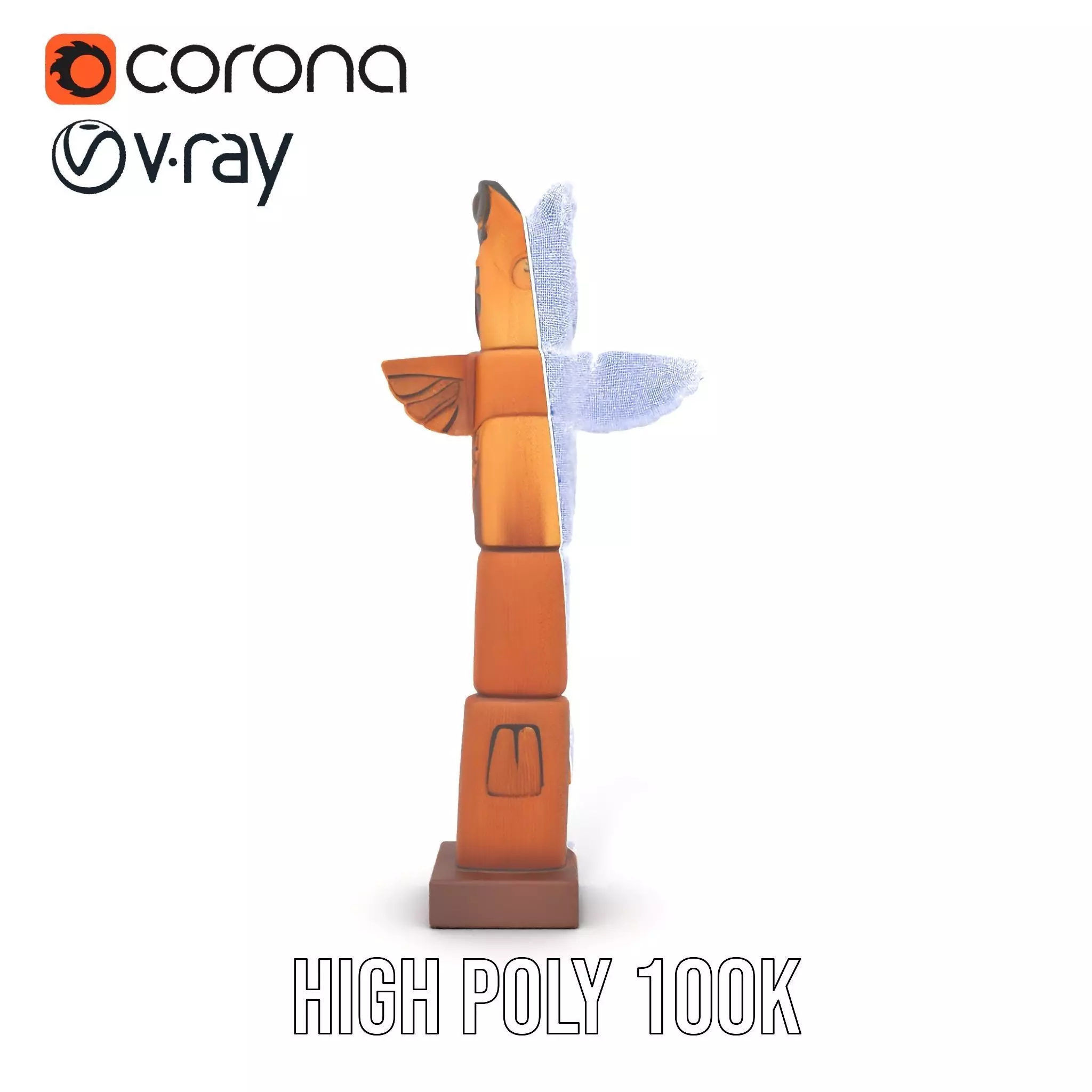 Wooden Totem Sculpture model pack Low-poly 3D model_29