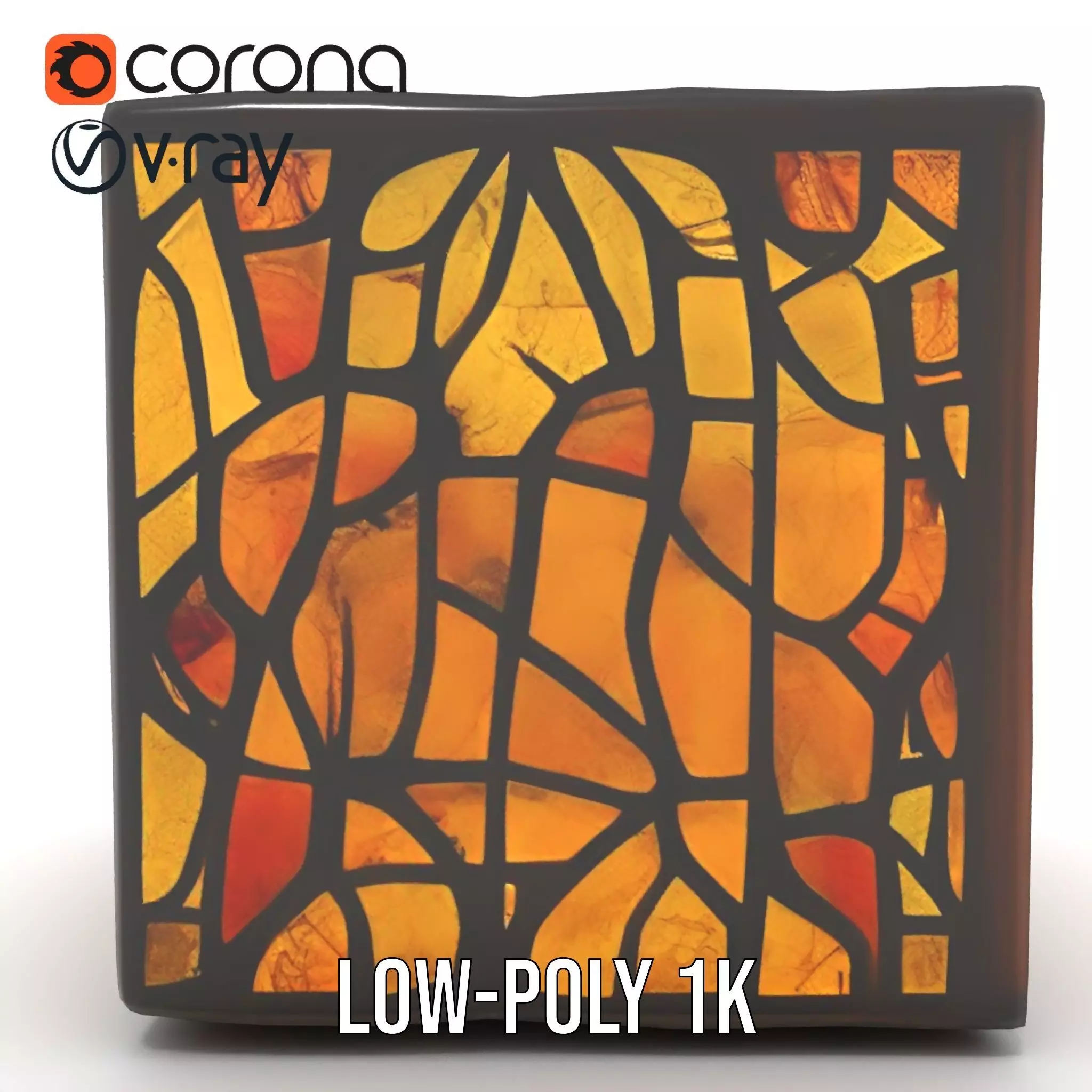 Amber Stained Glass Window model pack Low-poly 3D model_25