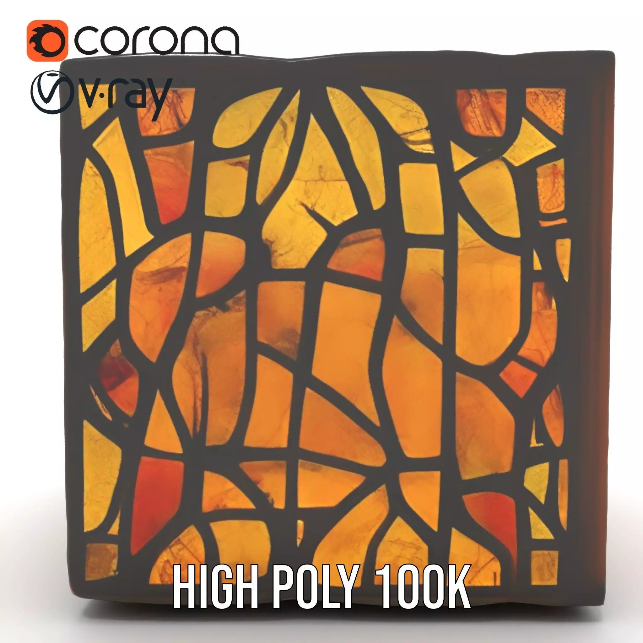Amber Stained Glass Window model pack Low-poly 3D model_28