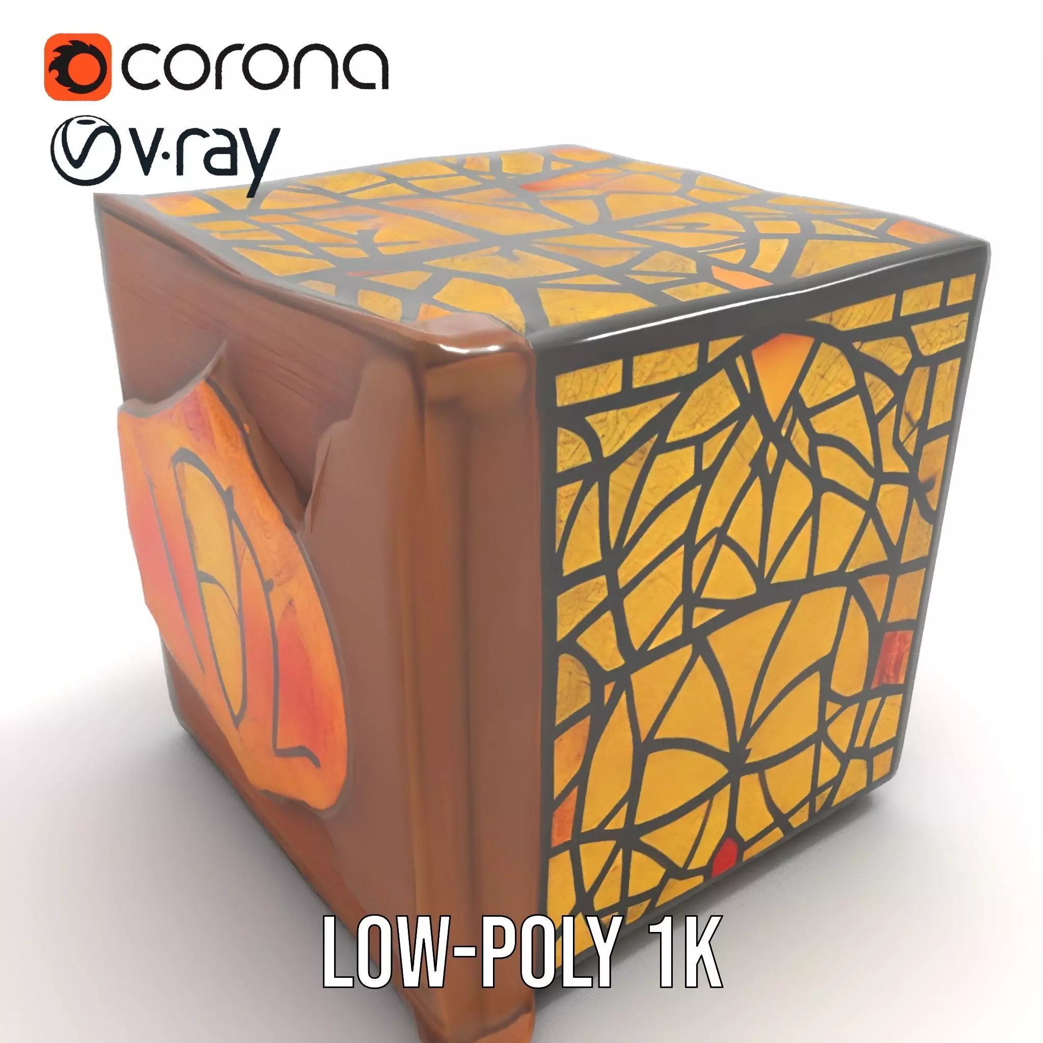 Amber Stained Glass Window model pack Low-poly 3D model_7