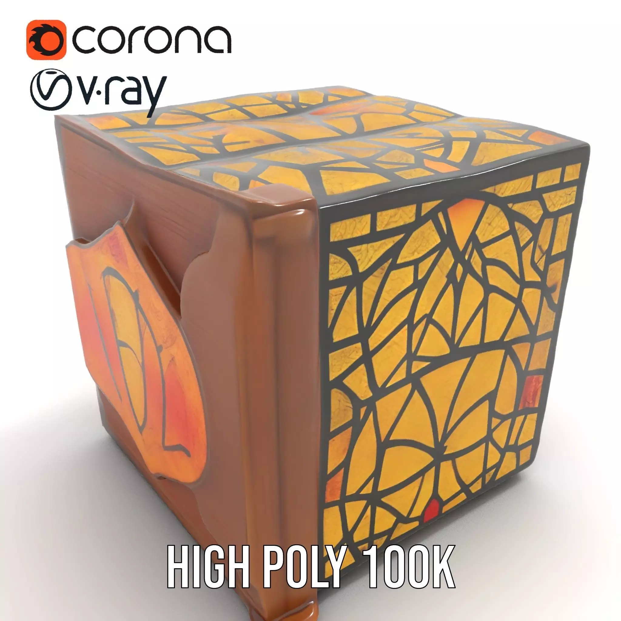 Amber Stained Glass Window model pack Low-poly 3D model_15