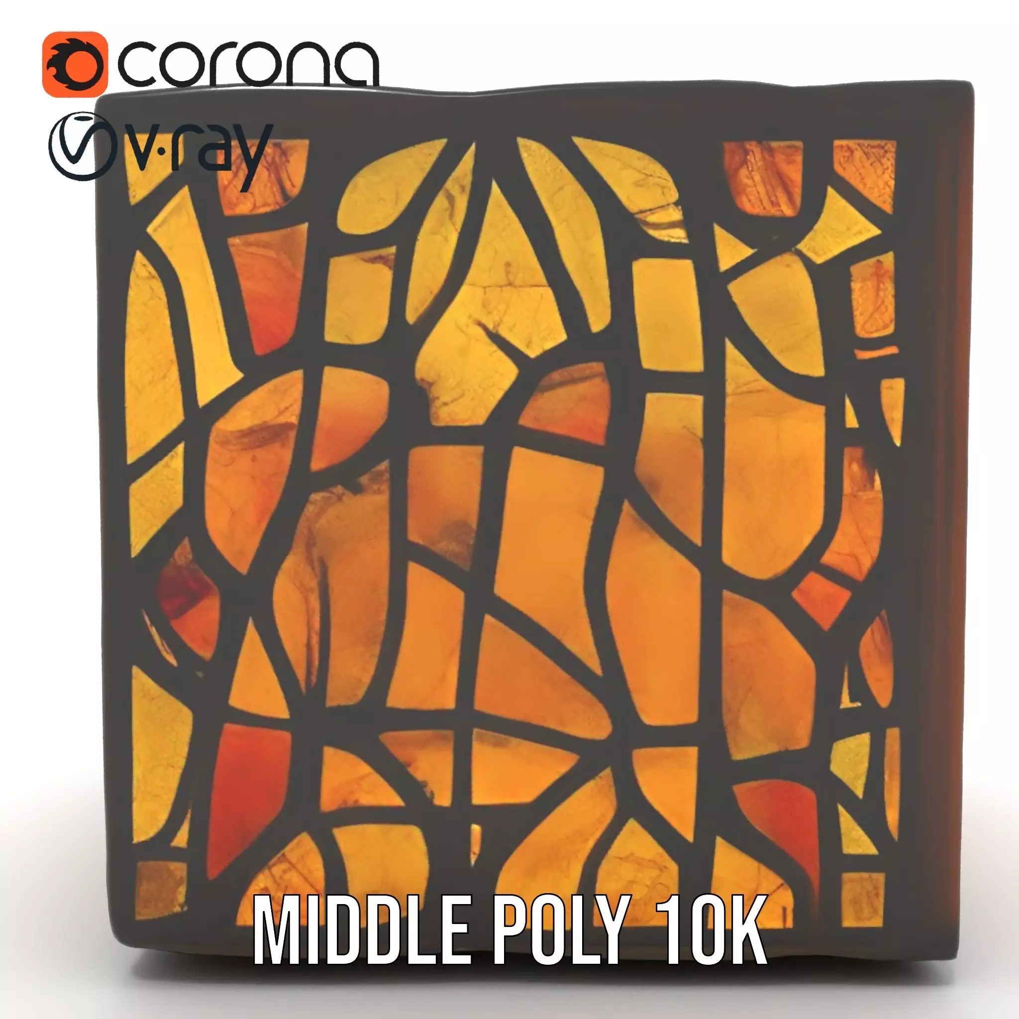 Amber Stained Glass Window model pack Low-poly 3D model_6