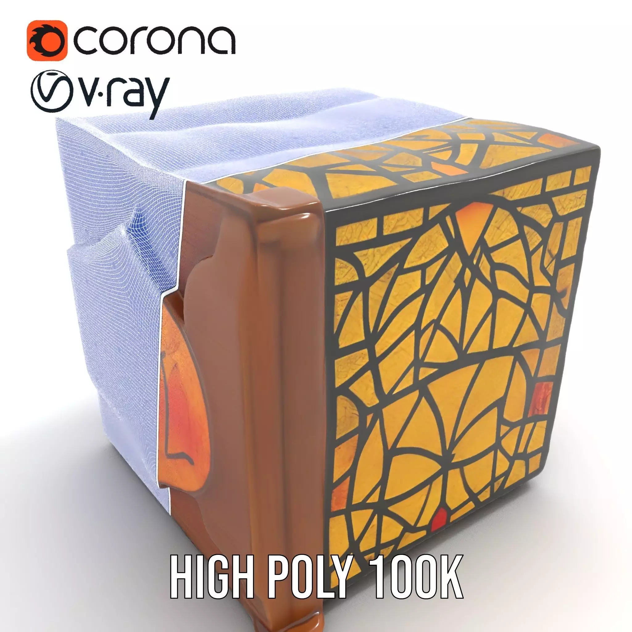 Amber Stained Glass Window model pack Low-poly 3D model_31