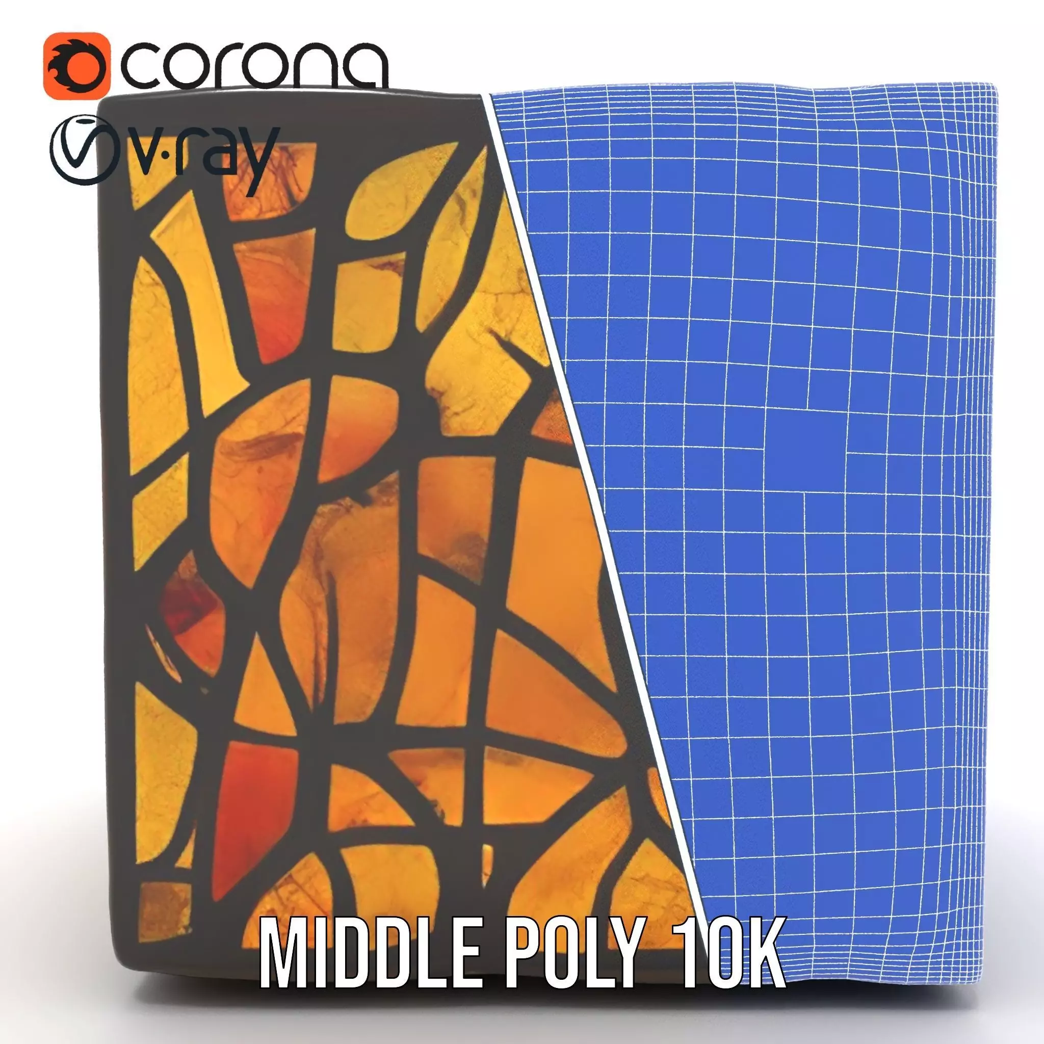 Amber Stained Glass Window model pack Low-poly 3D model_26