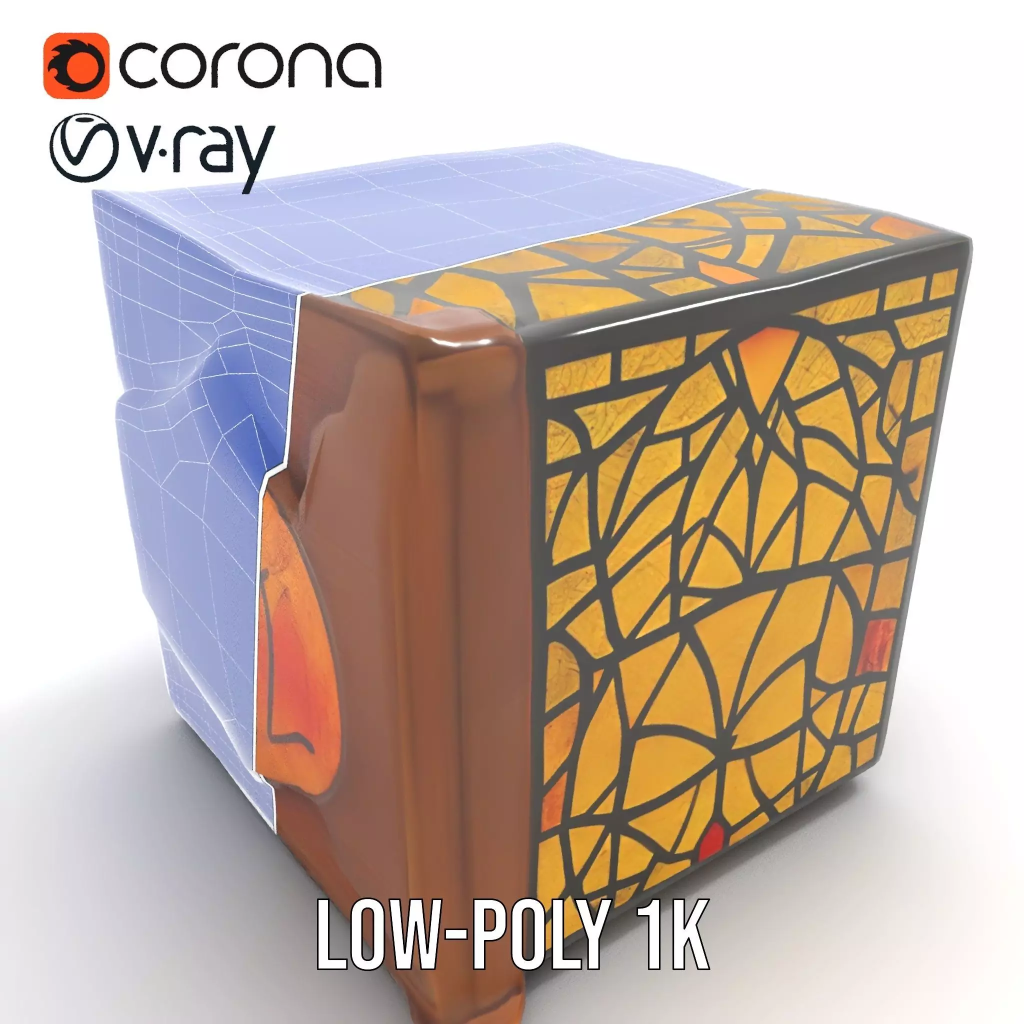 Amber Stained Glass Window model pack Low-poly 3D model_30