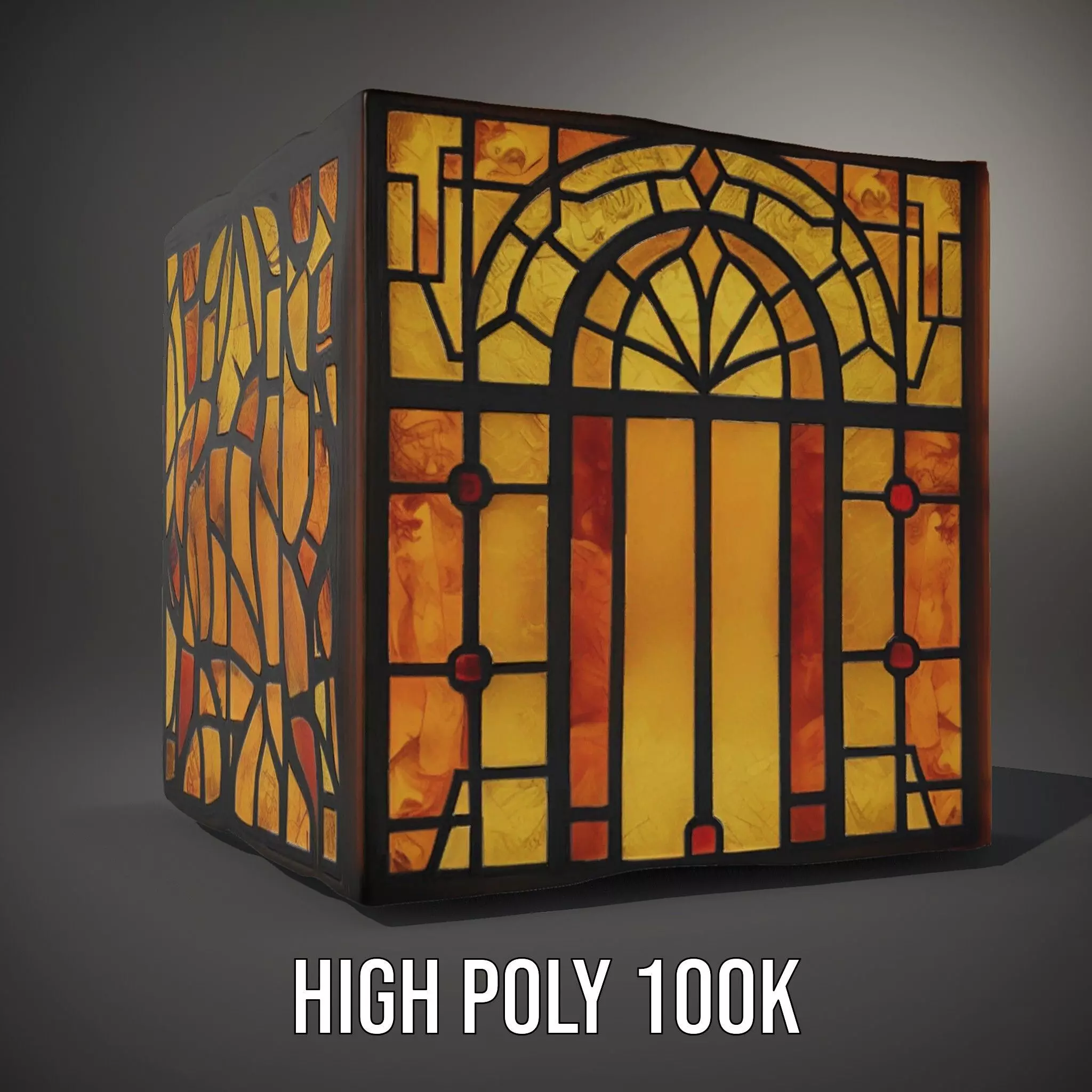Amber Stained Glass Window model pack Low-poly 3D model_8