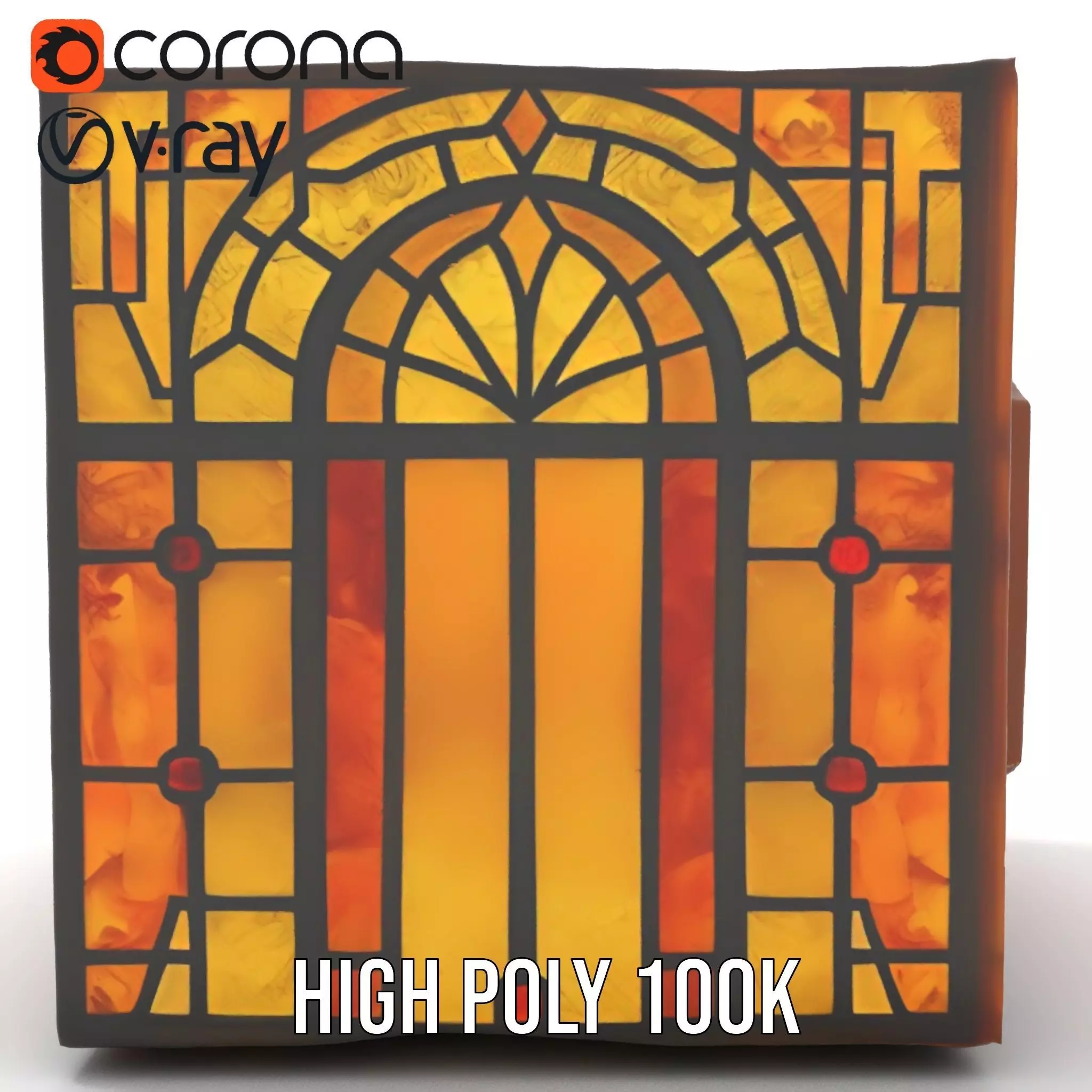 Amber Stained Glass Window model pack Low-poly 3D model_20