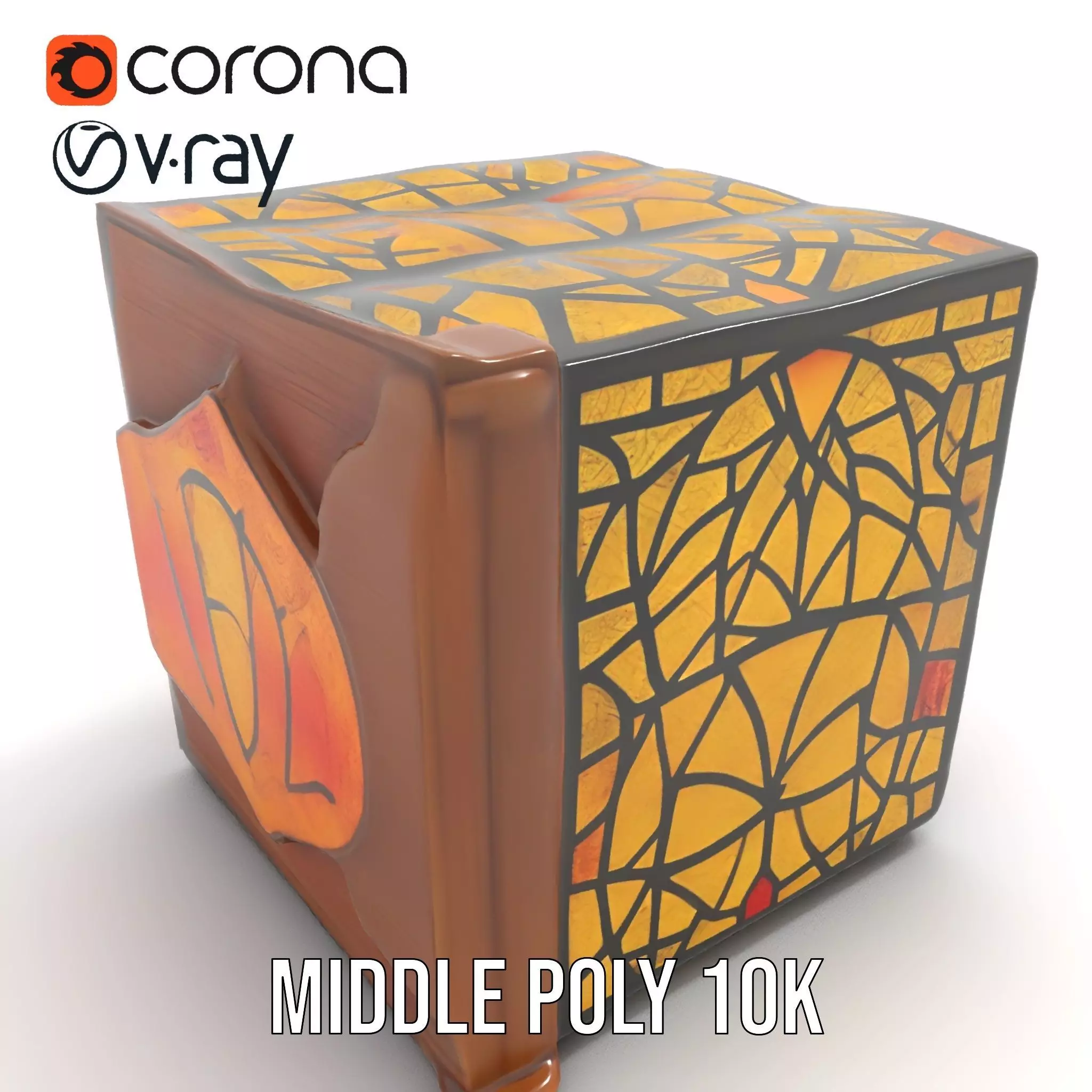 Amber Stained Glass Window model pack Low-poly 3D model_5