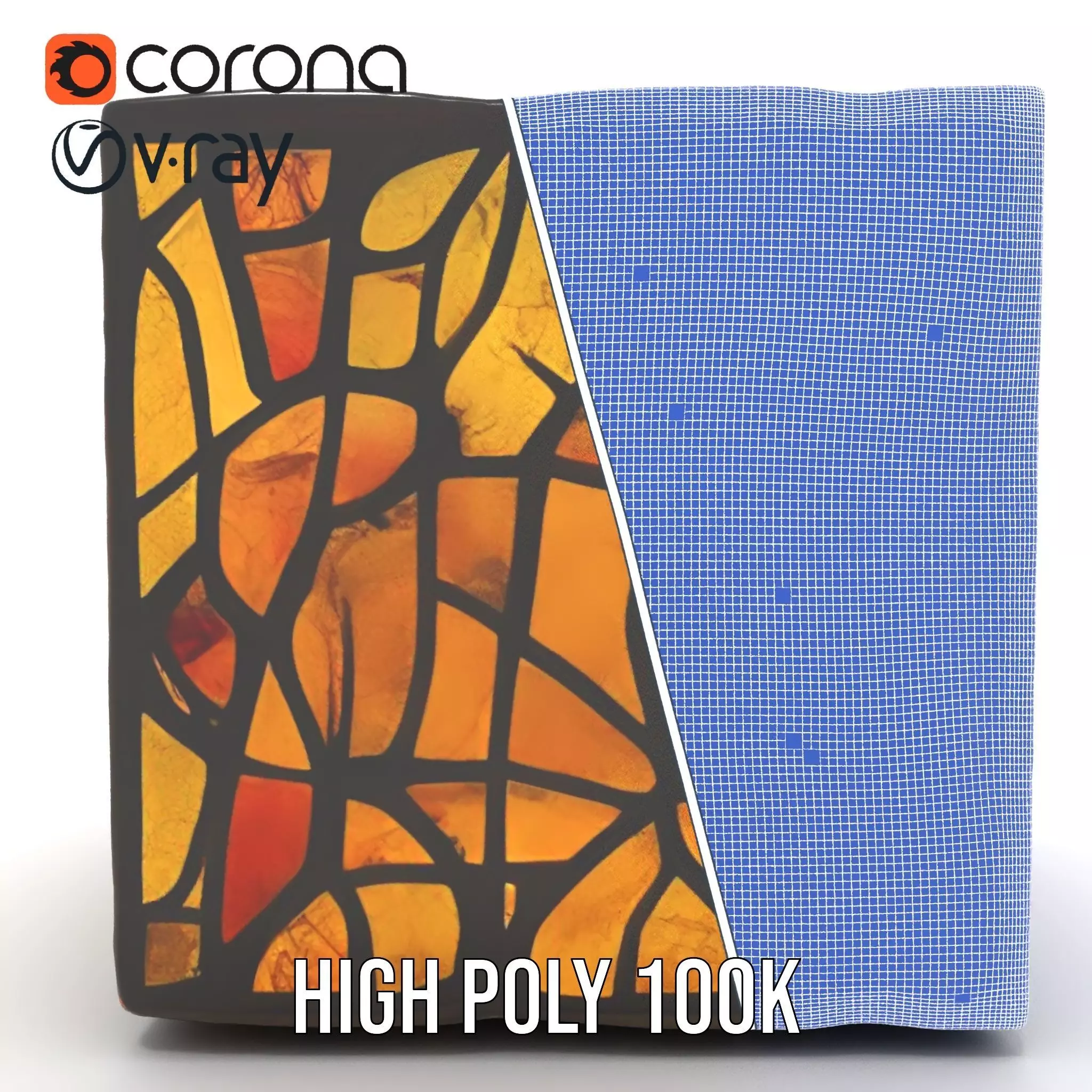 Amber Stained Glass Window model pack Low-poly 3D model_32