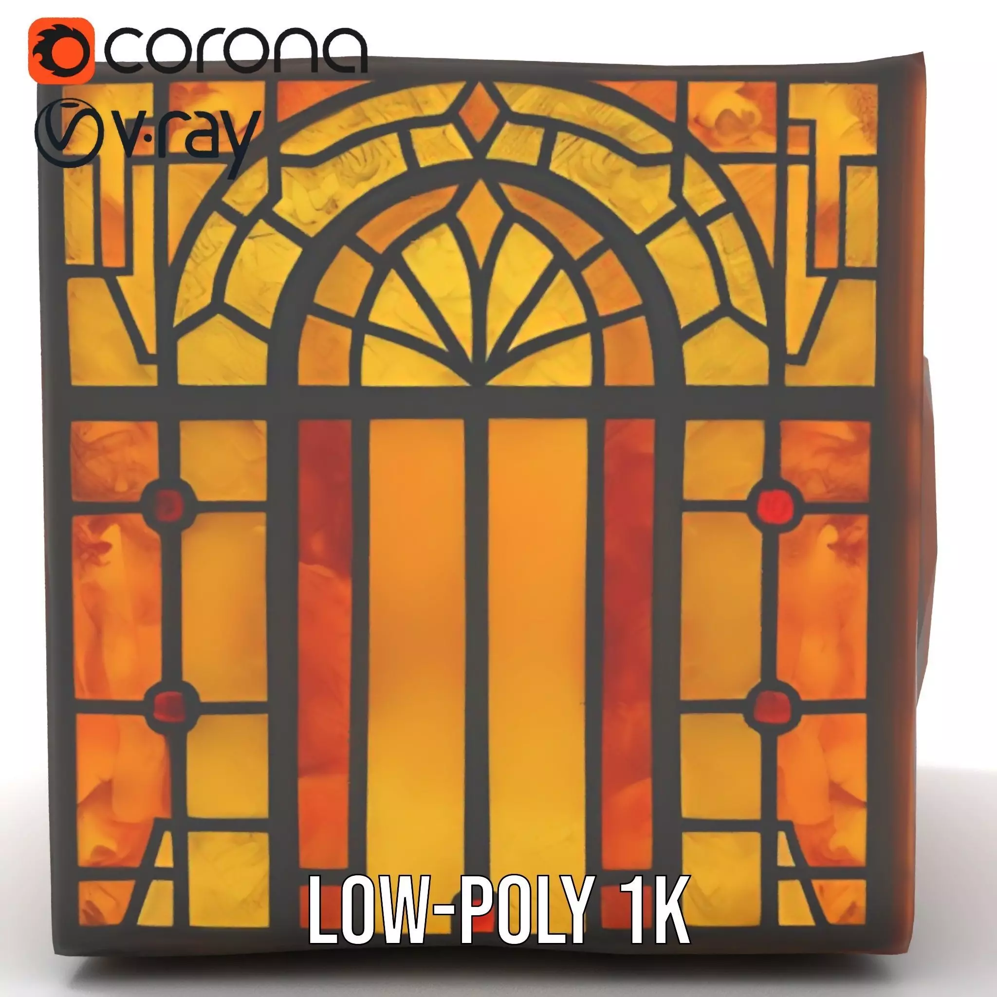 Amber Stained Glass Window model pack Low-poly 3D model_22