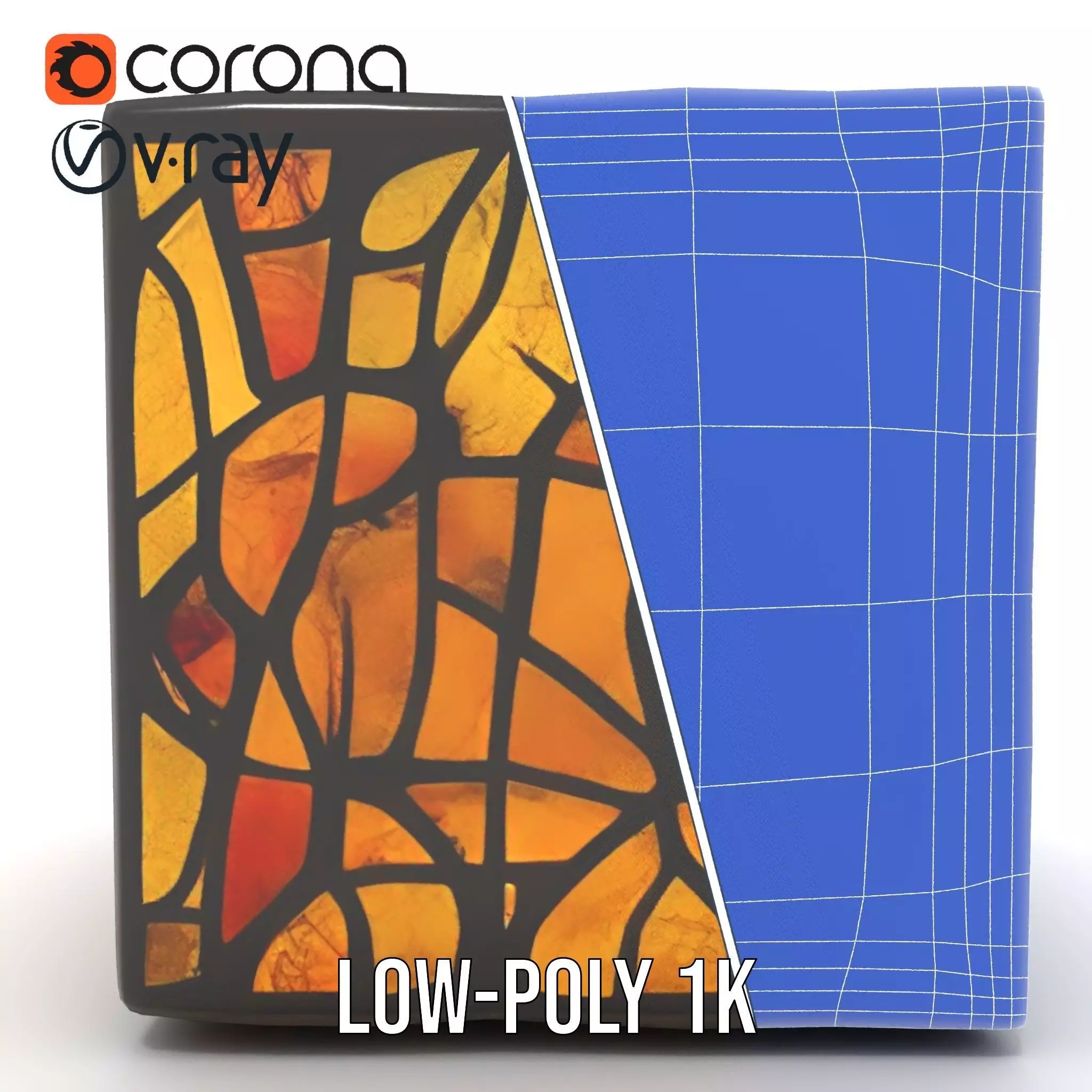 Amber Stained Glass Window model pack Low-poly 3D model_12