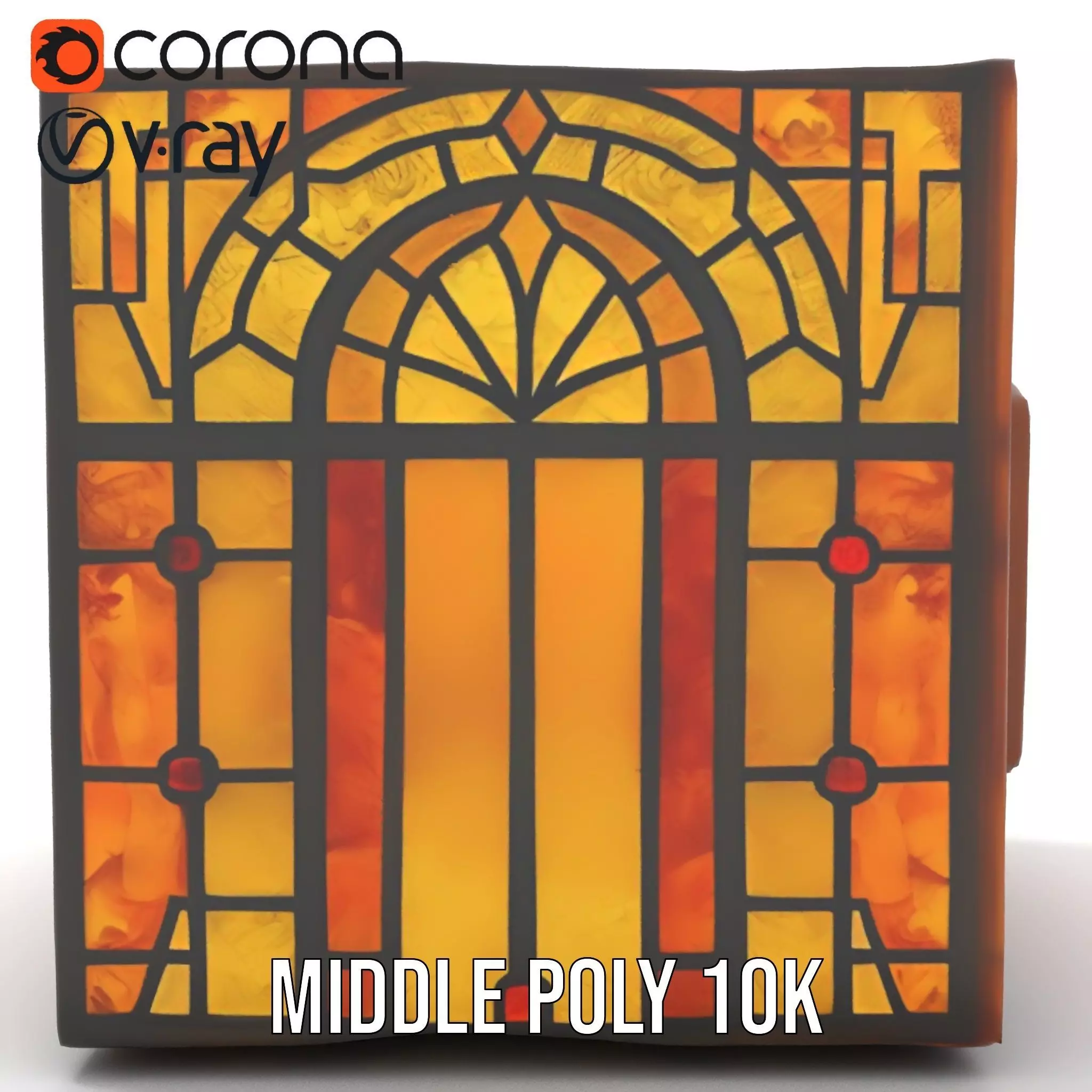 Amber Stained Glass Window model pack Low-poly 3D model_16