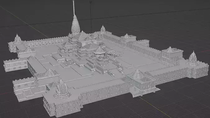 PLEASE CLICK Ram Mandir 3D Detailed  Temple Model Environment 3D model