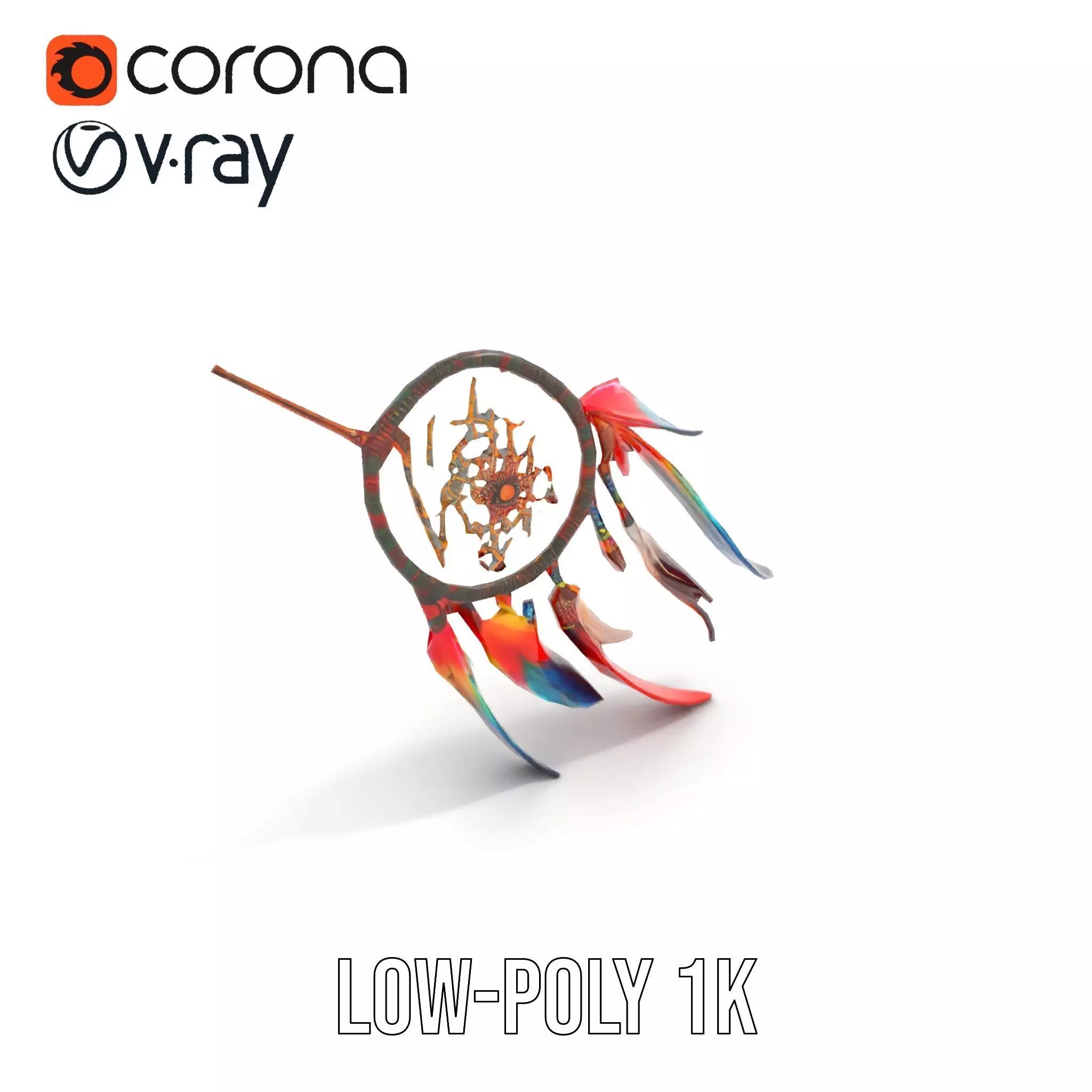 Colorful Dreamcatcher model pack Low-poly 3D model_7