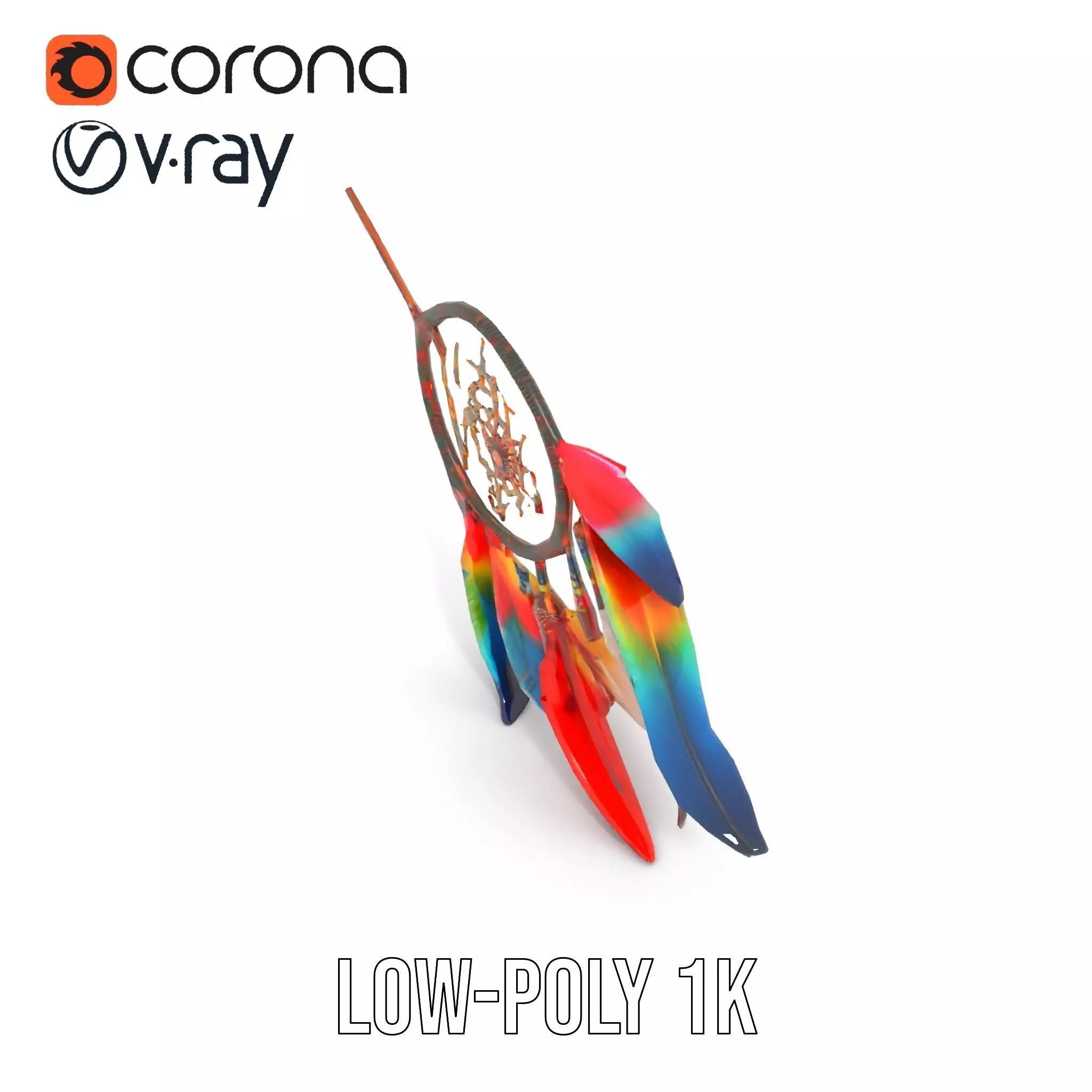 Colorful Dreamcatcher model pack Low-poly 3D model_17