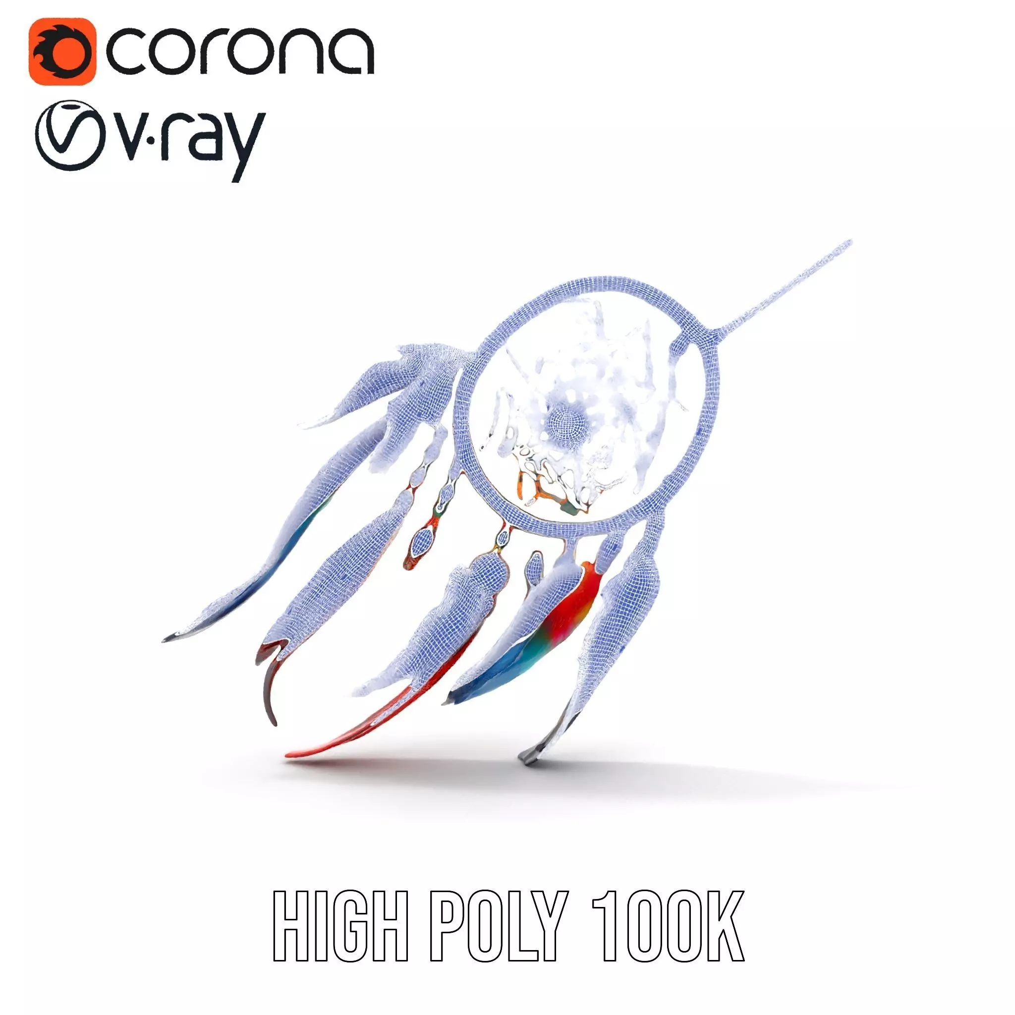 Colorful Dreamcatcher model pack Low-poly 3D model_33