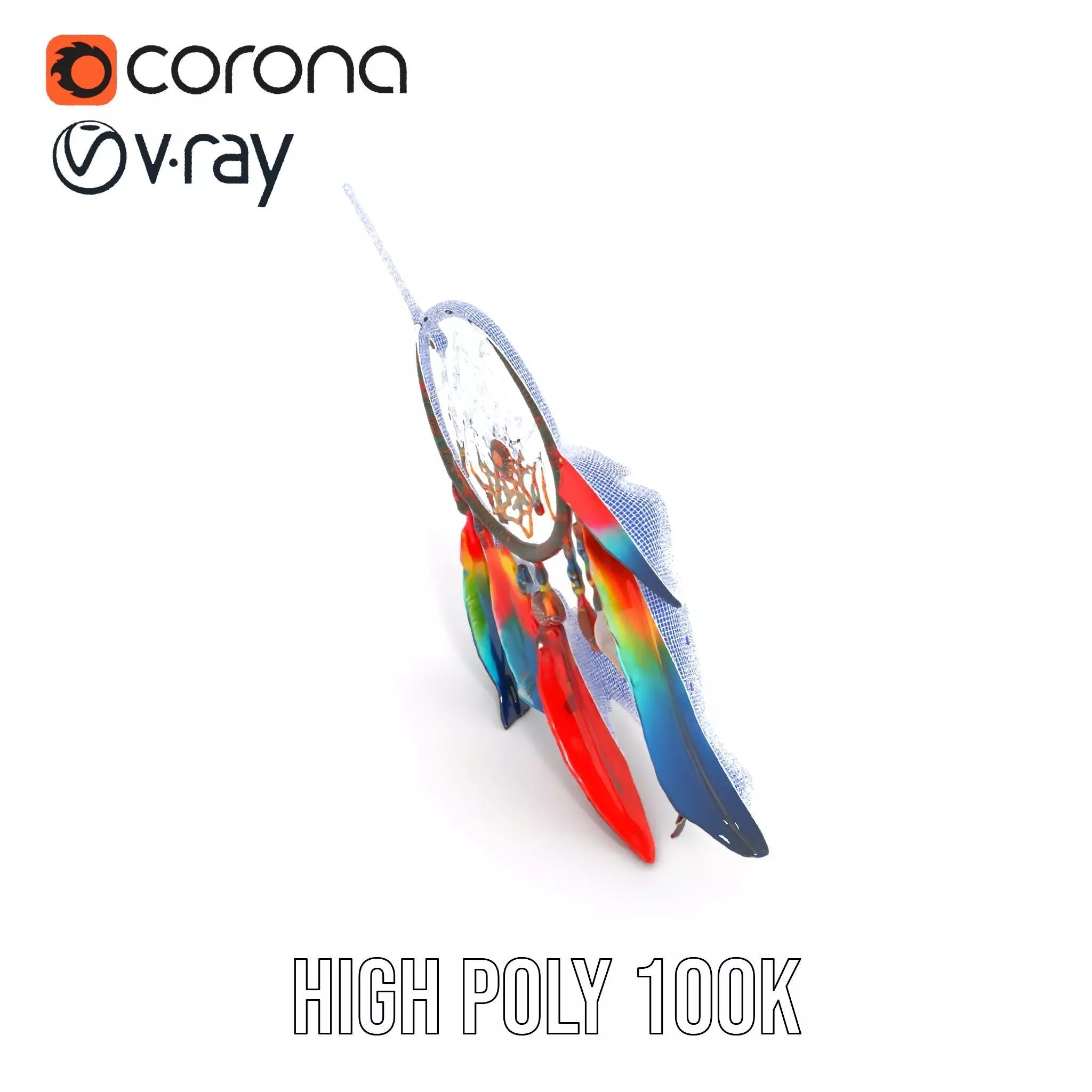 Colorful Dreamcatcher model pack Low-poly 3D model_32