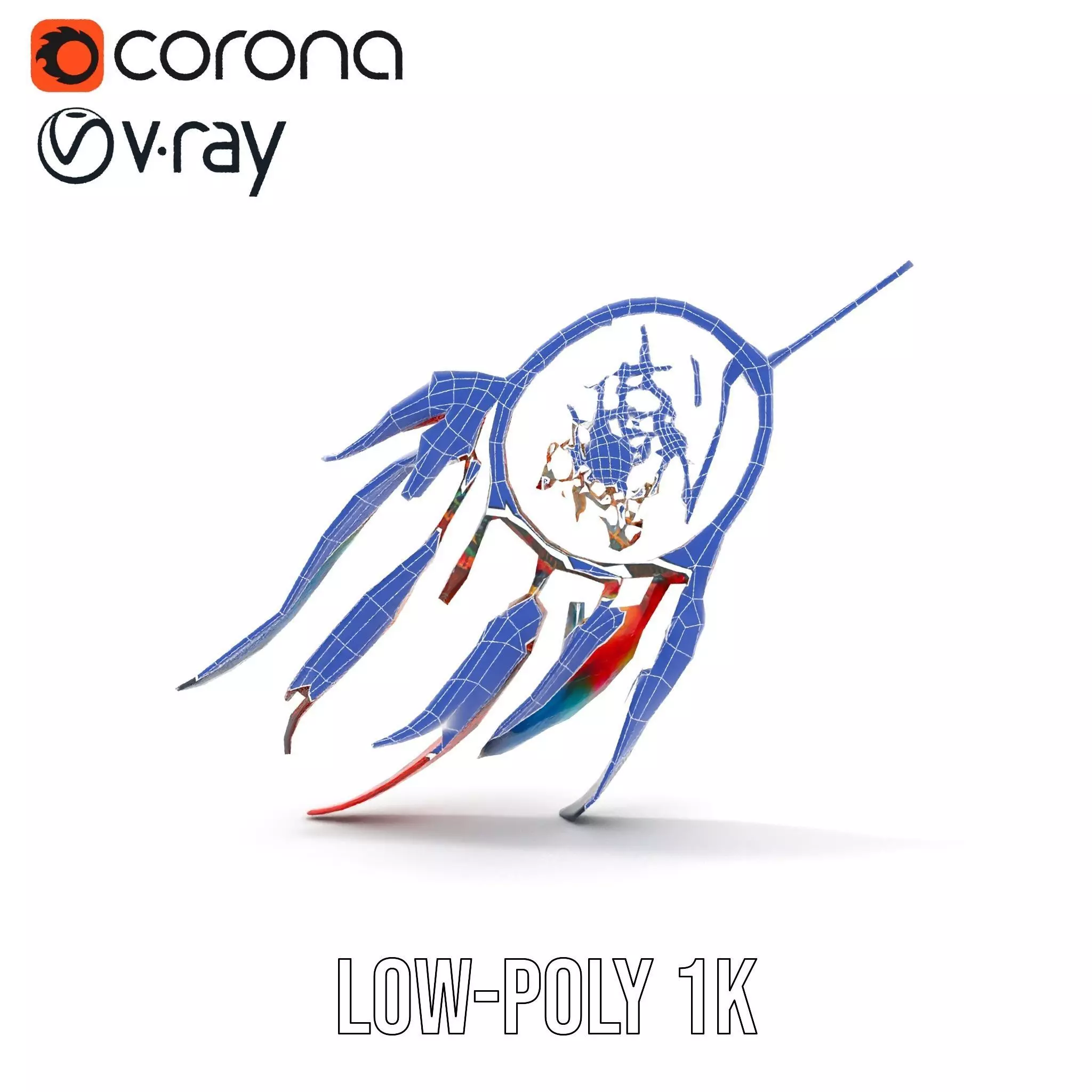 Colorful Dreamcatcher model pack Low-poly 3D model_23