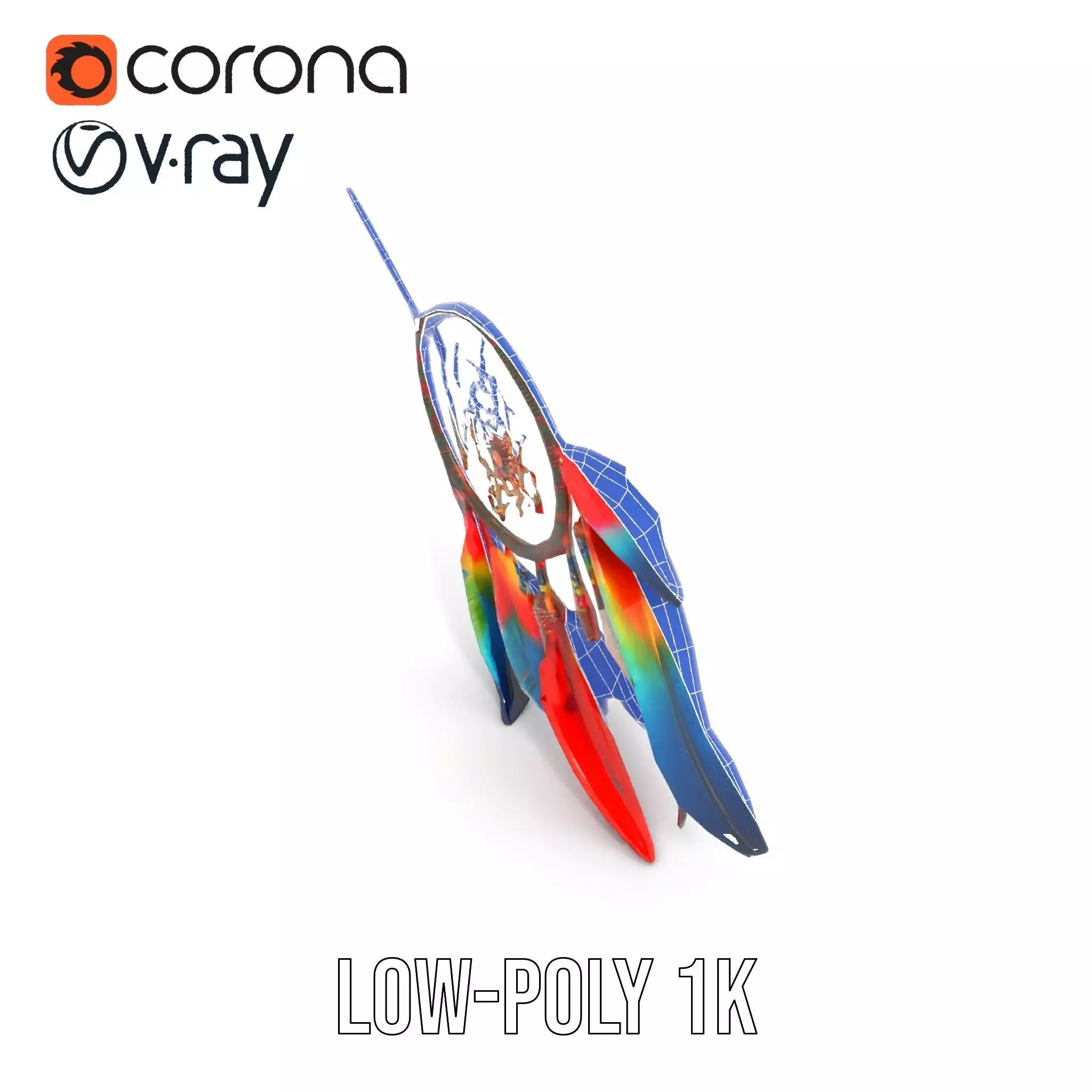 Colorful Dreamcatcher model pack Low-poly 3D model_26