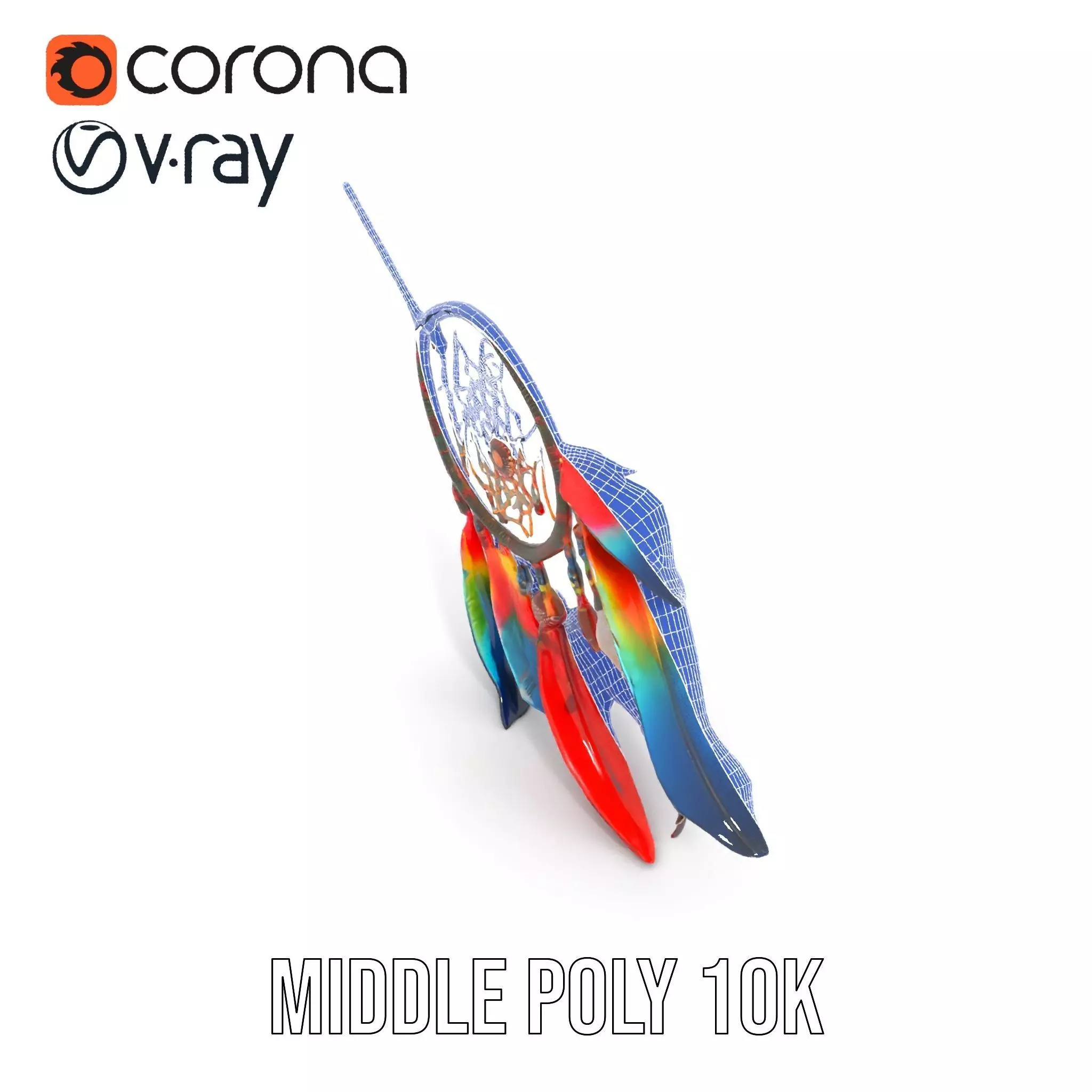 Colorful Dreamcatcher model pack Low-poly 3D model_16