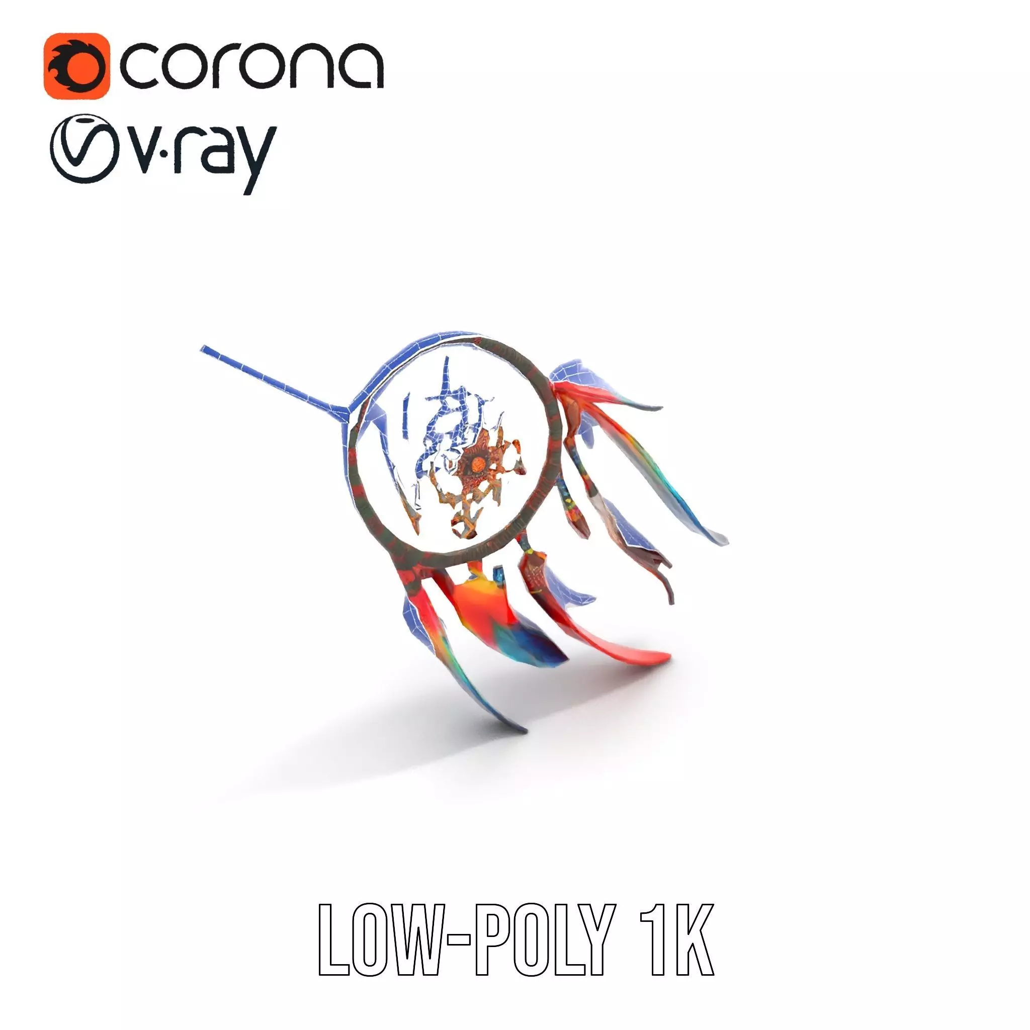 Colorful Dreamcatcher model pack Low-poly 3D model_9