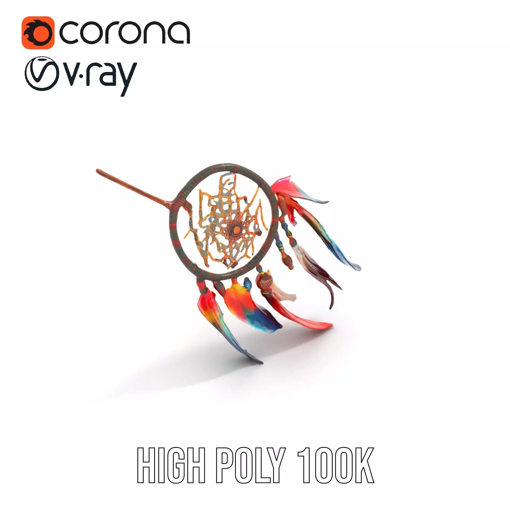 Colorful Dreamcatcher model pack Low-poly 3D model_24