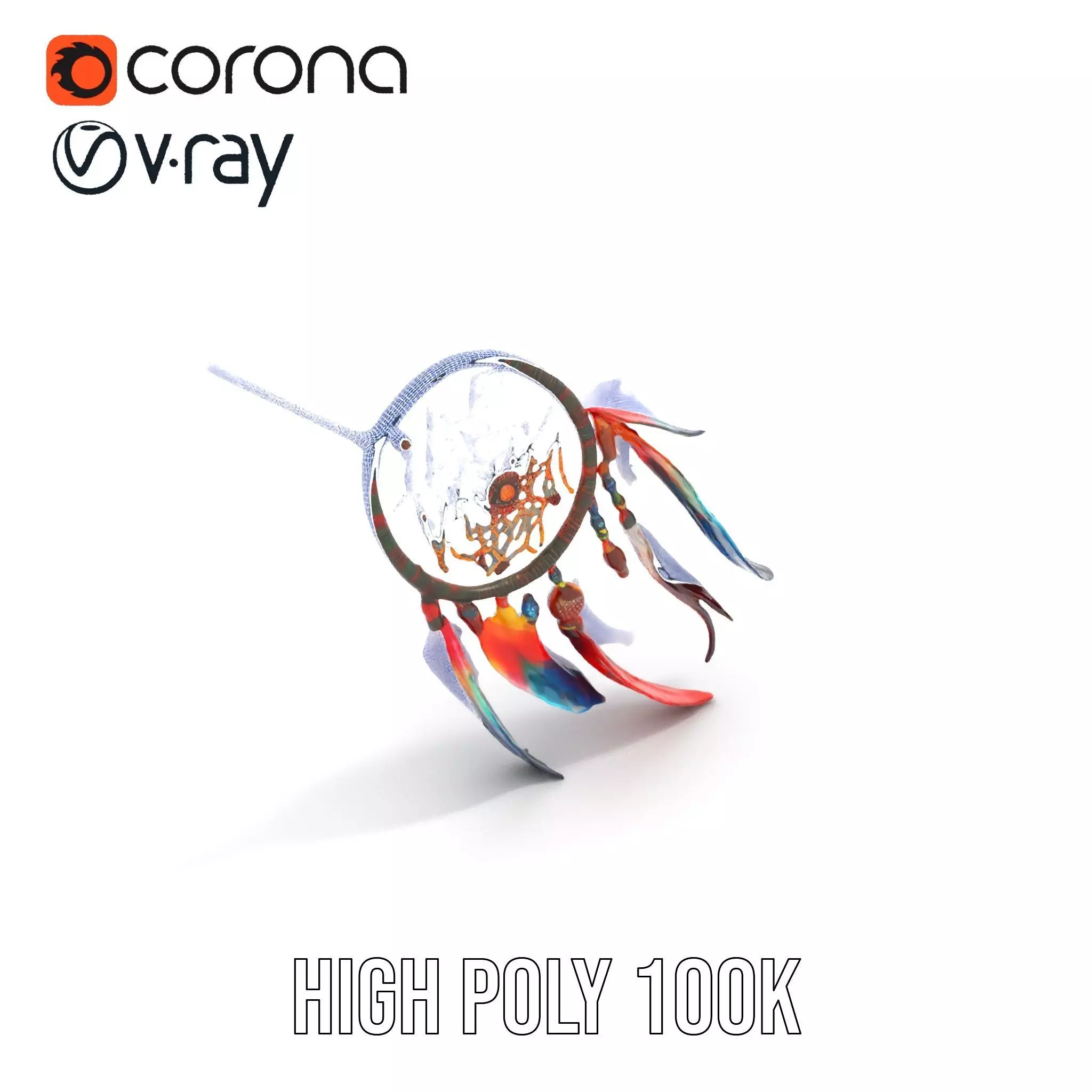 Colorful Dreamcatcher model pack Low-poly 3D model_27