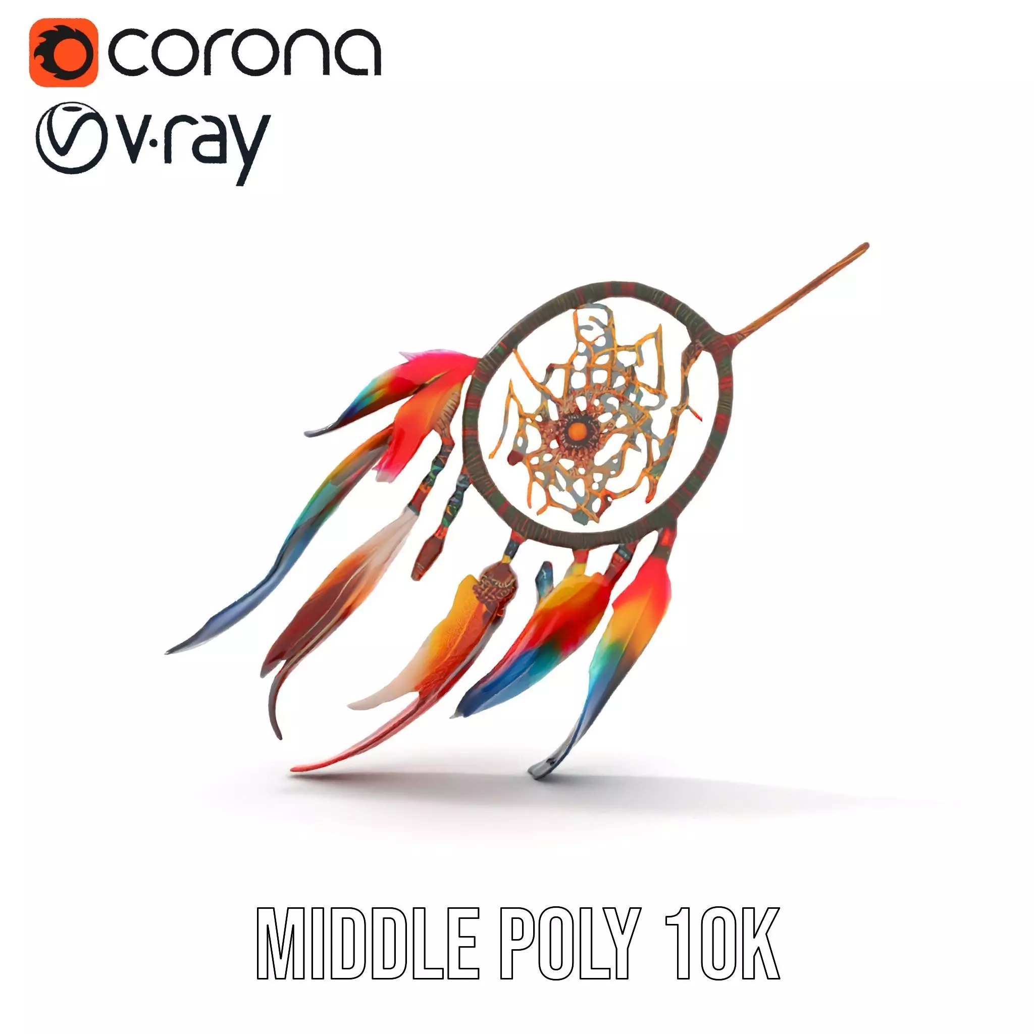 Colorful Dreamcatcher model pack Low-poly 3D model_11