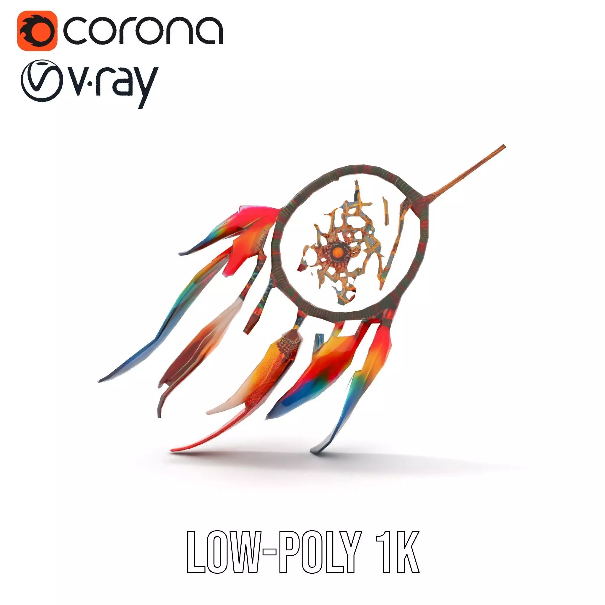 Colorful Dreamcatcher model pack Low-poly 3D model_14
