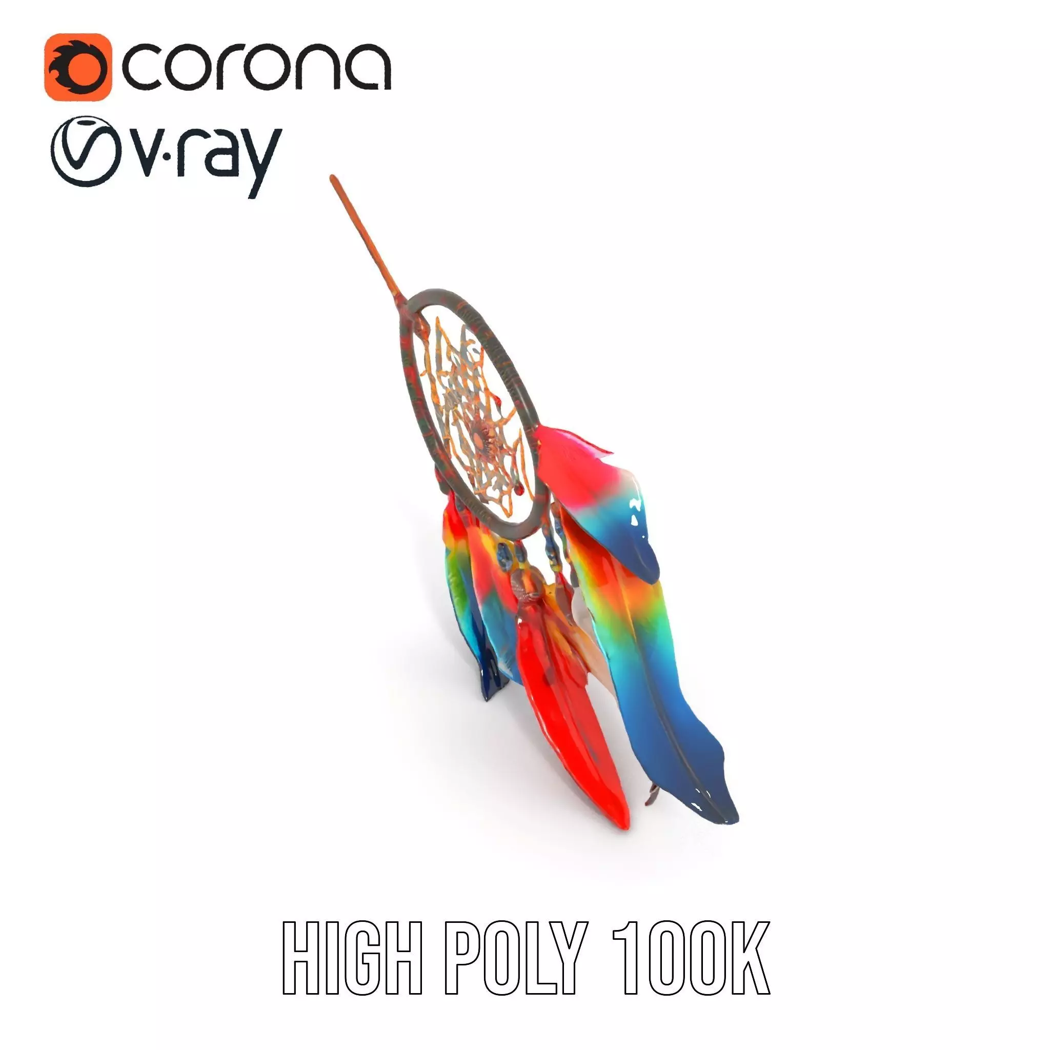 Colorful Dreamcatcher model pack Low-poly 3D model_18