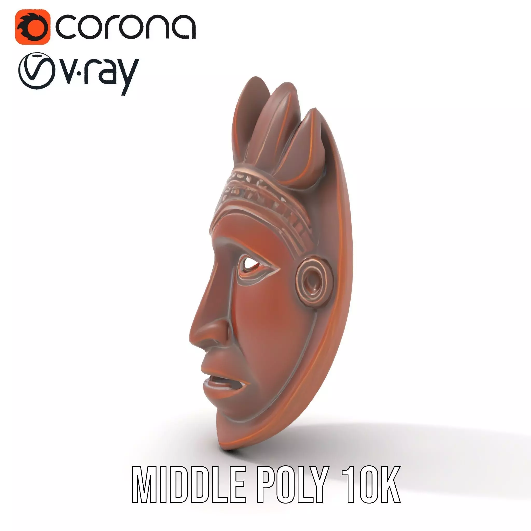 Traditional Wooden Mask model pack Low-poly 3D model_6
