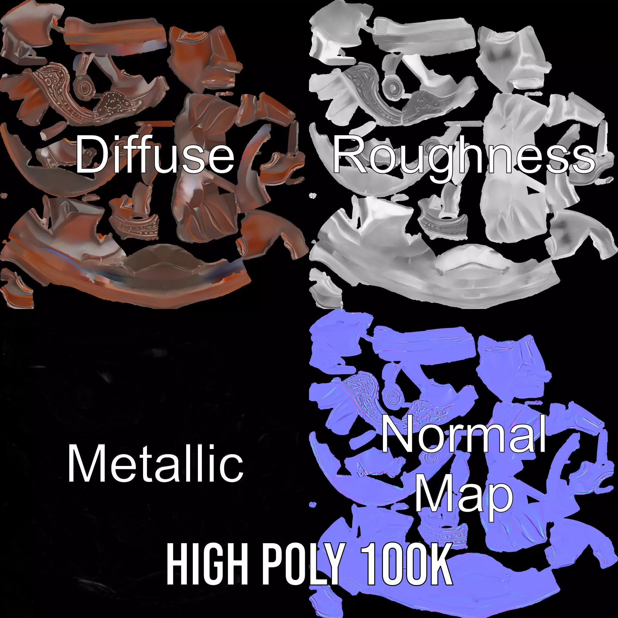 Traditional Wooden Mask model pack Low-poly 3D model_3