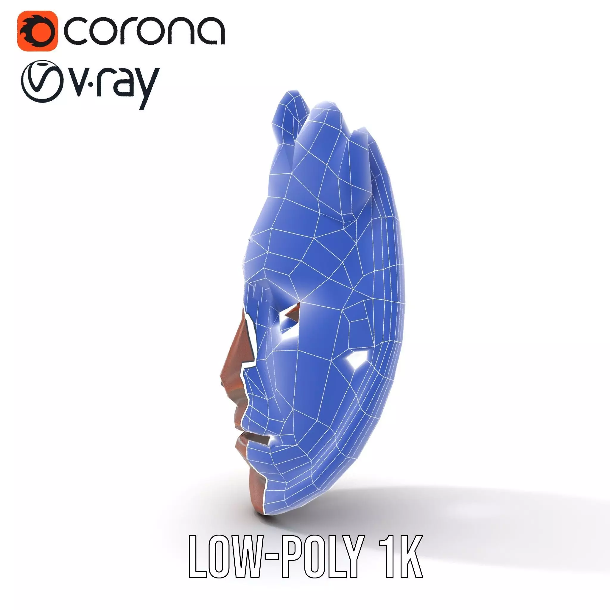 Traditional Wooden Mask model pack Low-poly 3D model_17