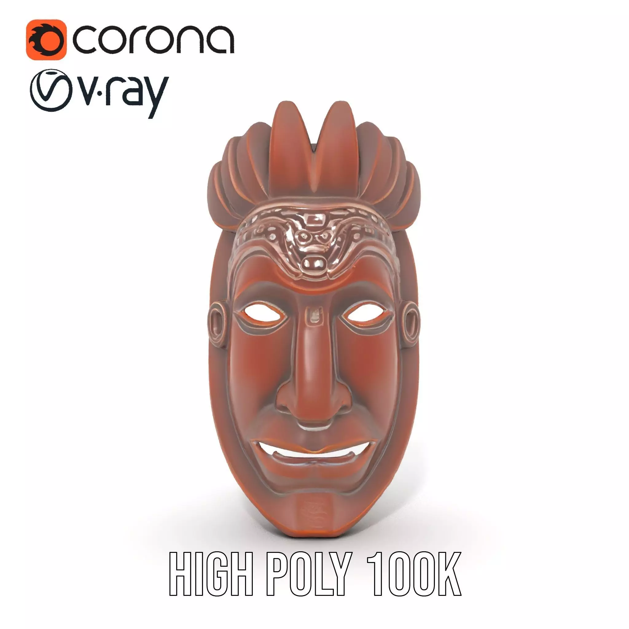 Traditional Wooden Mask model pack Low-poly 3D model_26