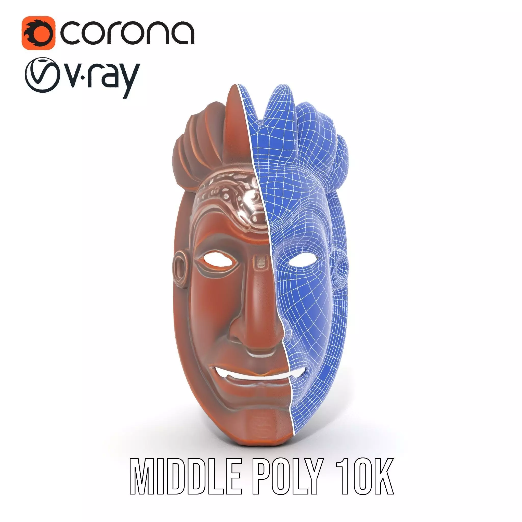 Traditional Wooden Mask model pack Low-poly 3D model_19